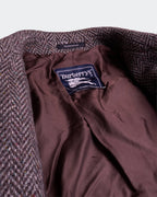 Burberry 1990's Grey Tweed Overcoat - XL