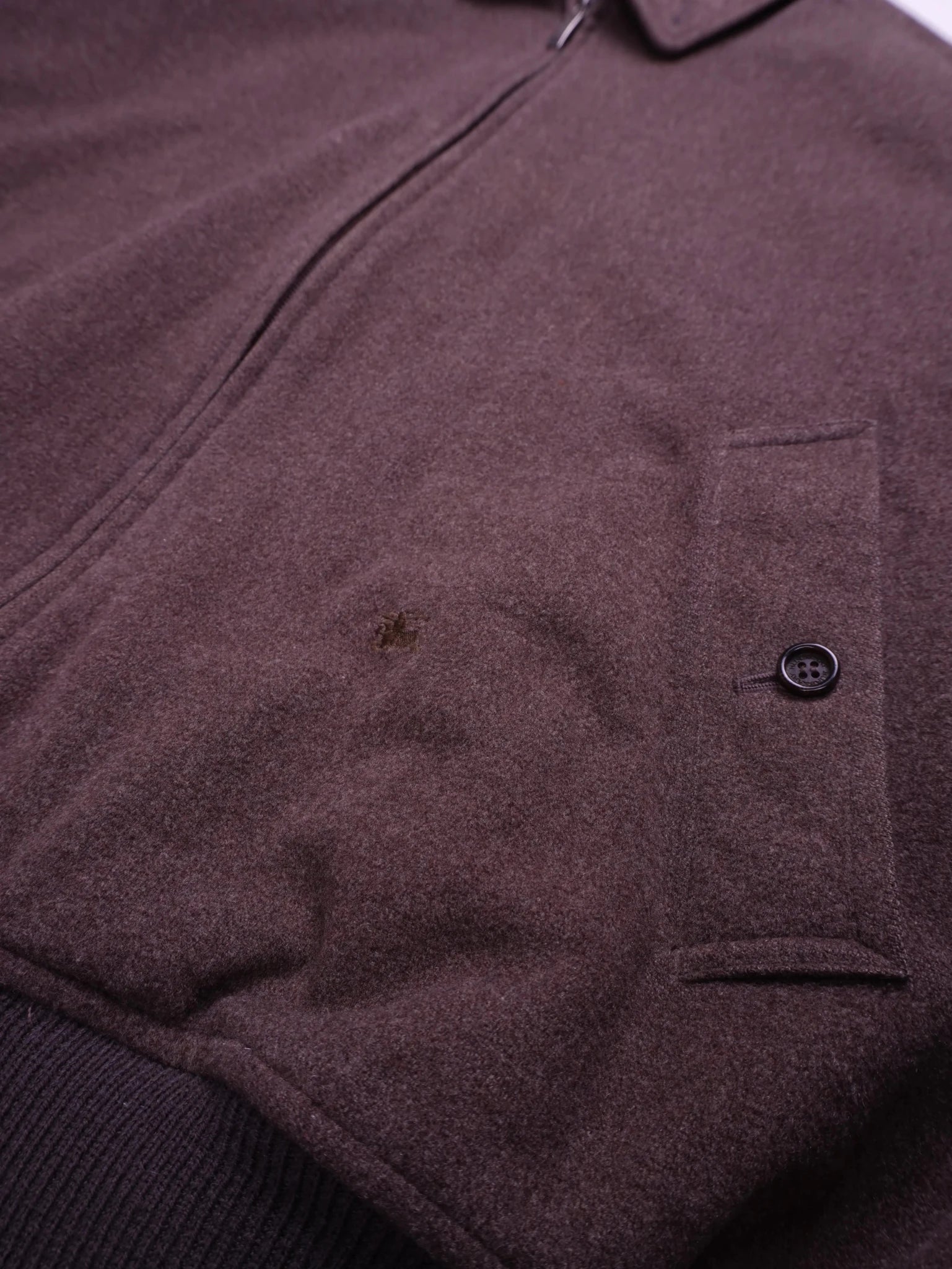 Burberry 1990's Grey Wool Harrington Jacket - XL