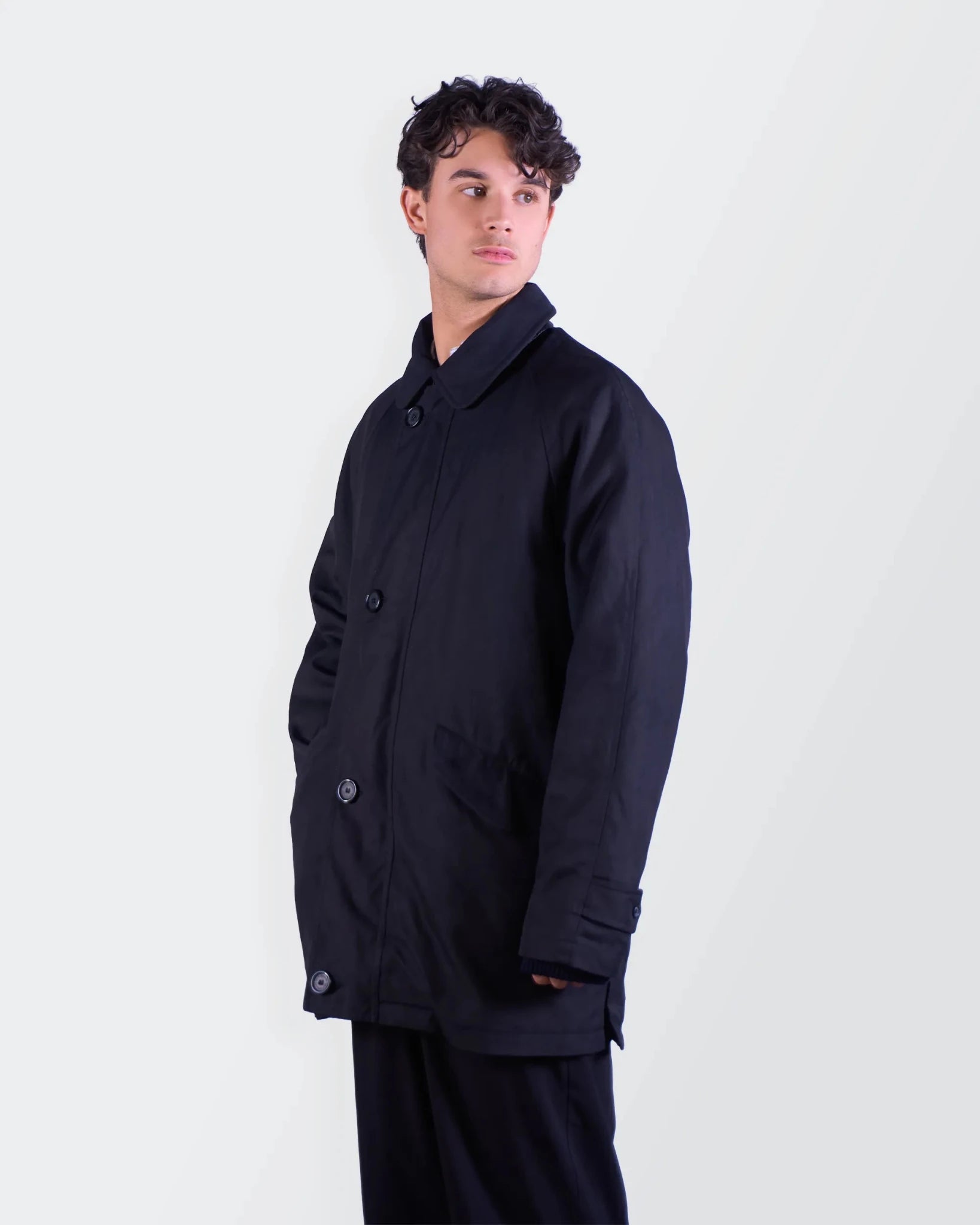 Burberry 1990's Navy Car Coat - L
