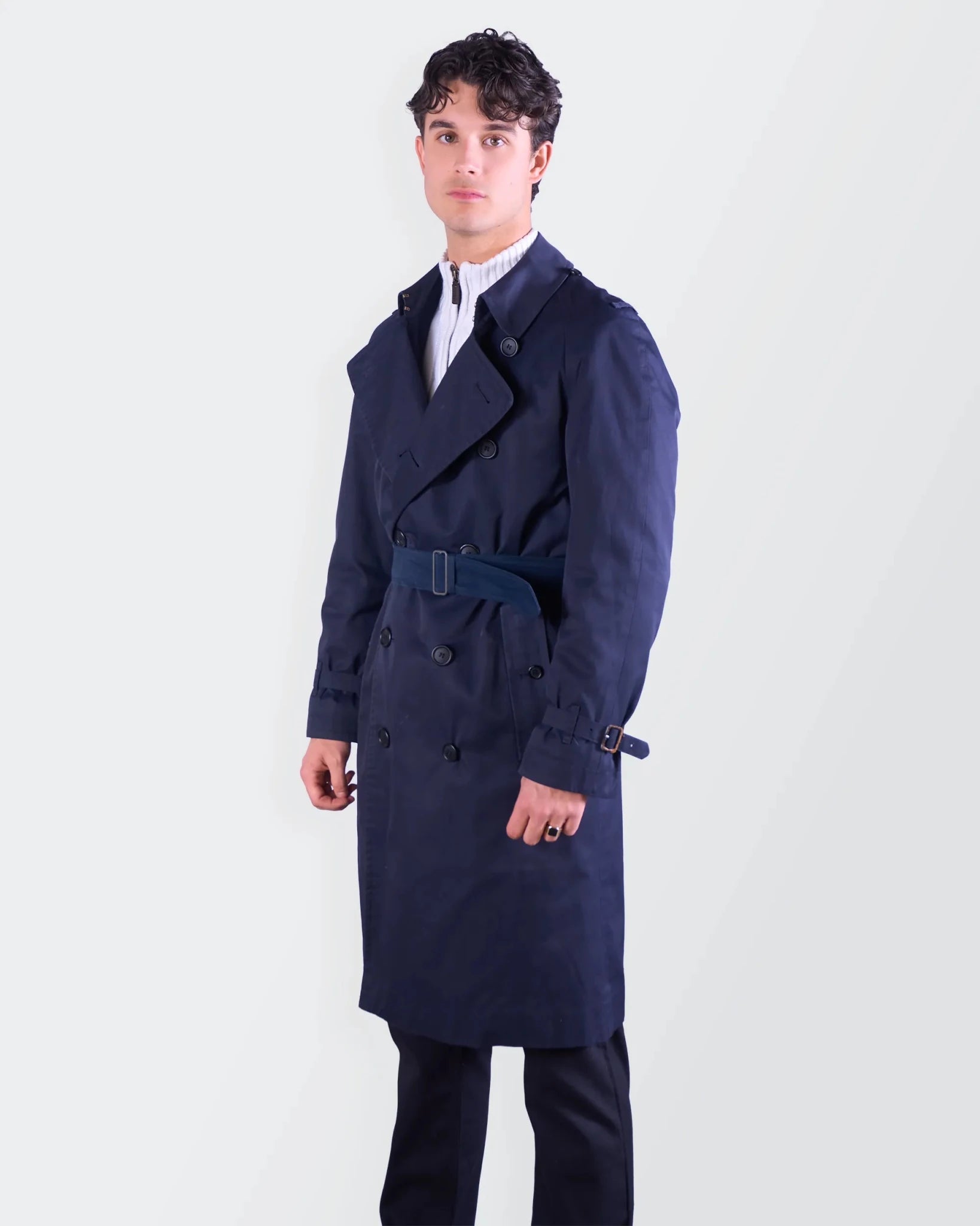 Burberry 1990's Navy Trenchcoat - M