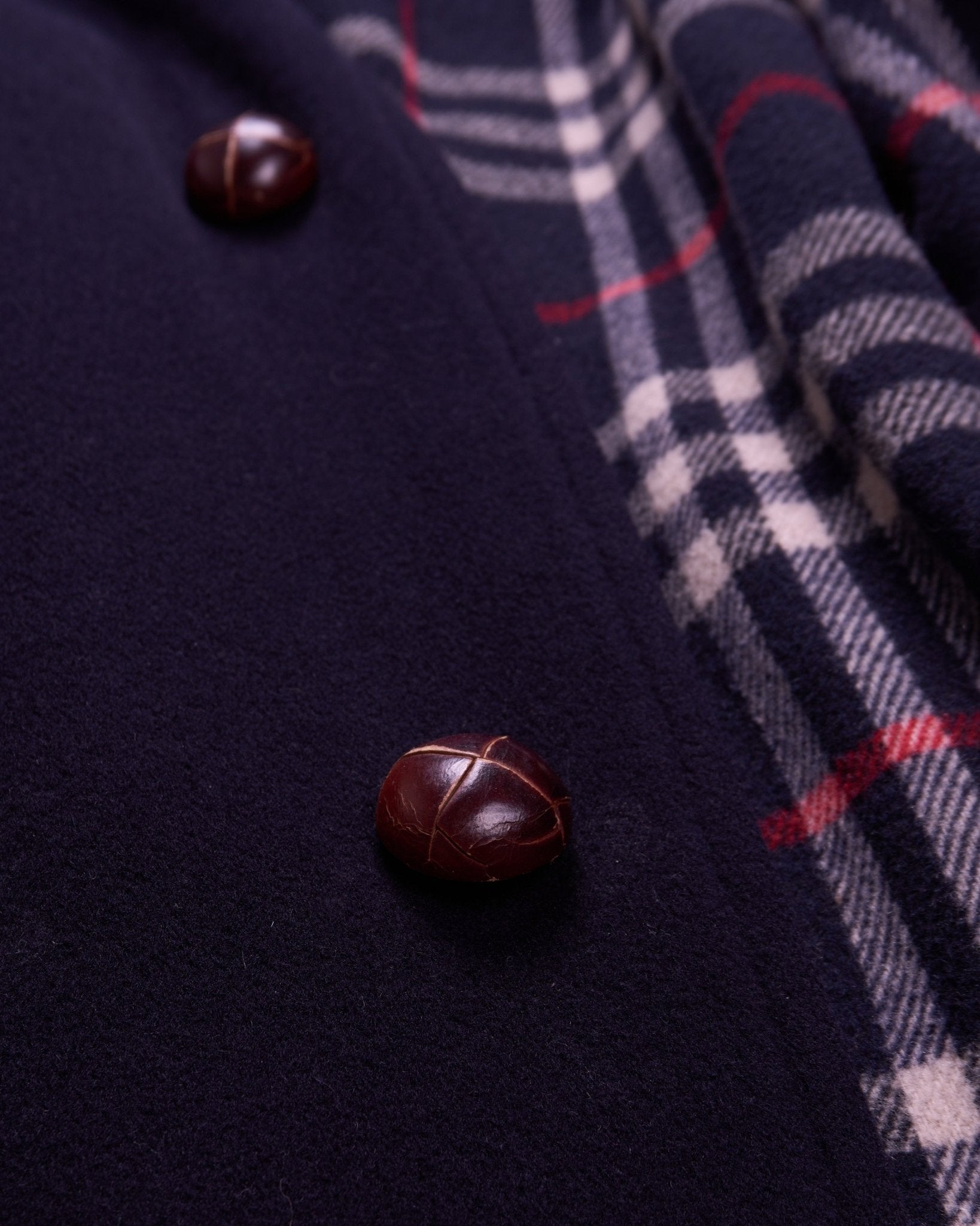 Burberry 1990's Navy Wool Car Coat - L