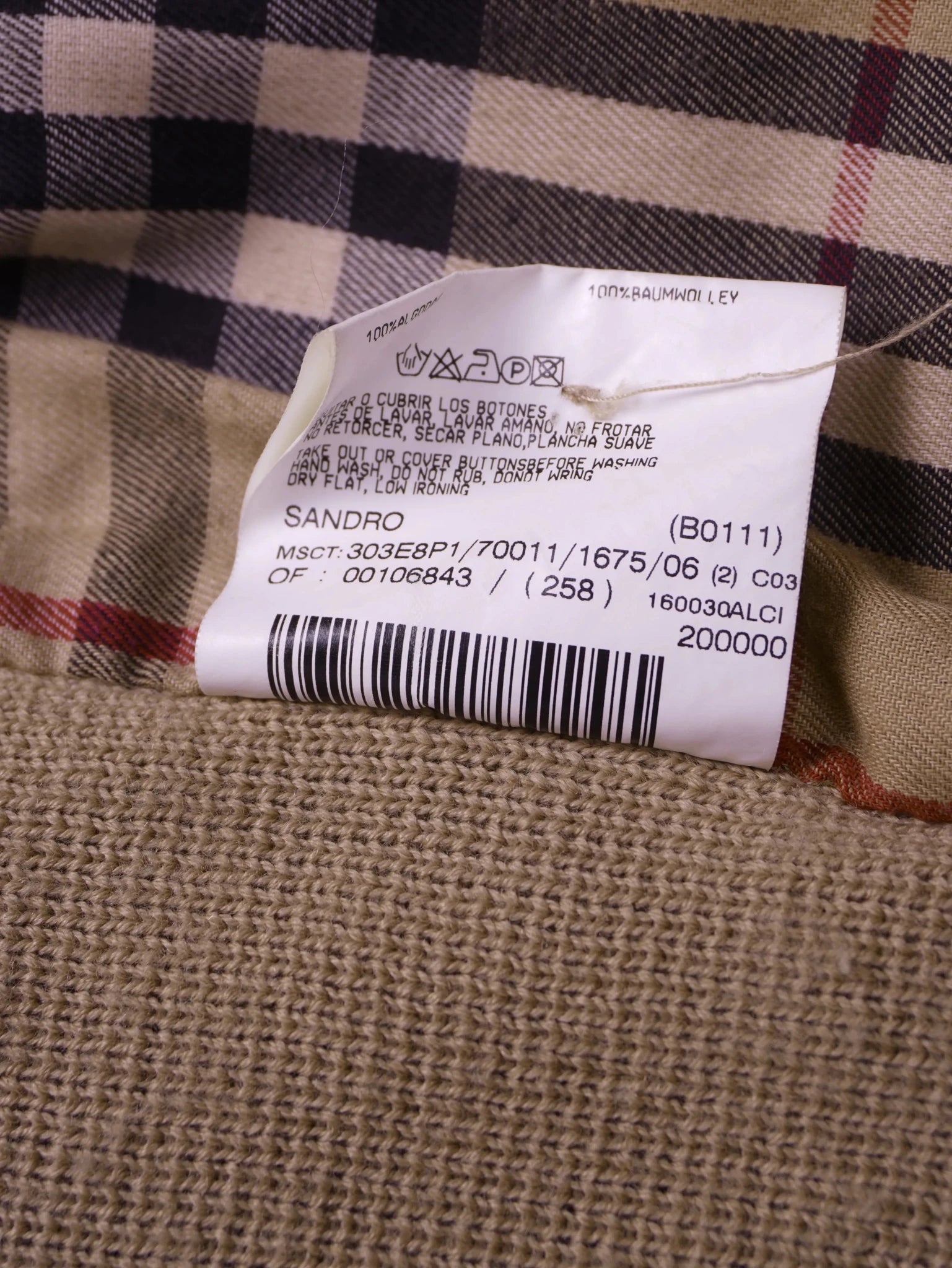Burberry 2000's Beige Corduroy, Wool Zip Cardigan - S