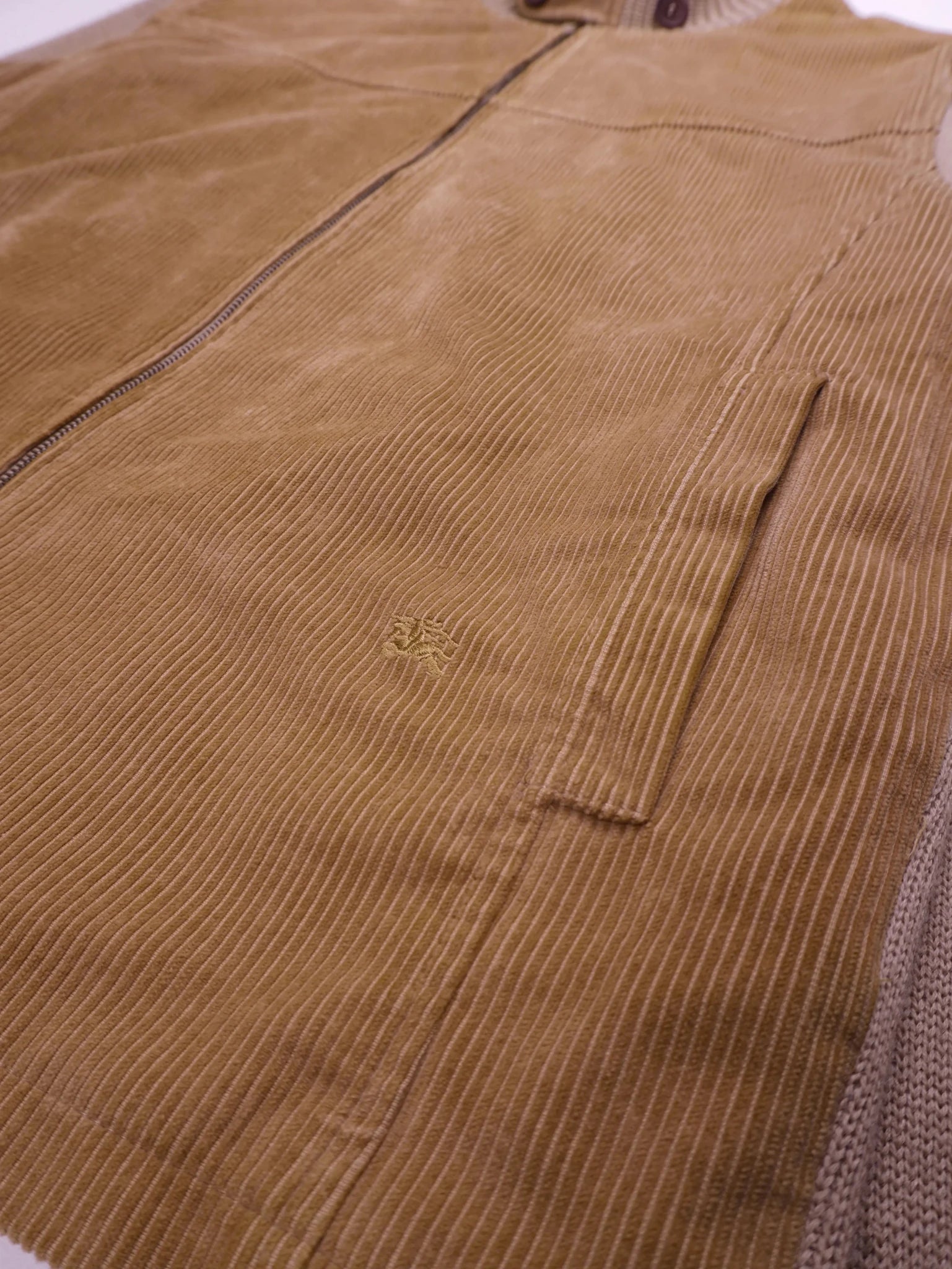 Burberry 2000's Beige Corduroy, Wool Zip Cardigan - S