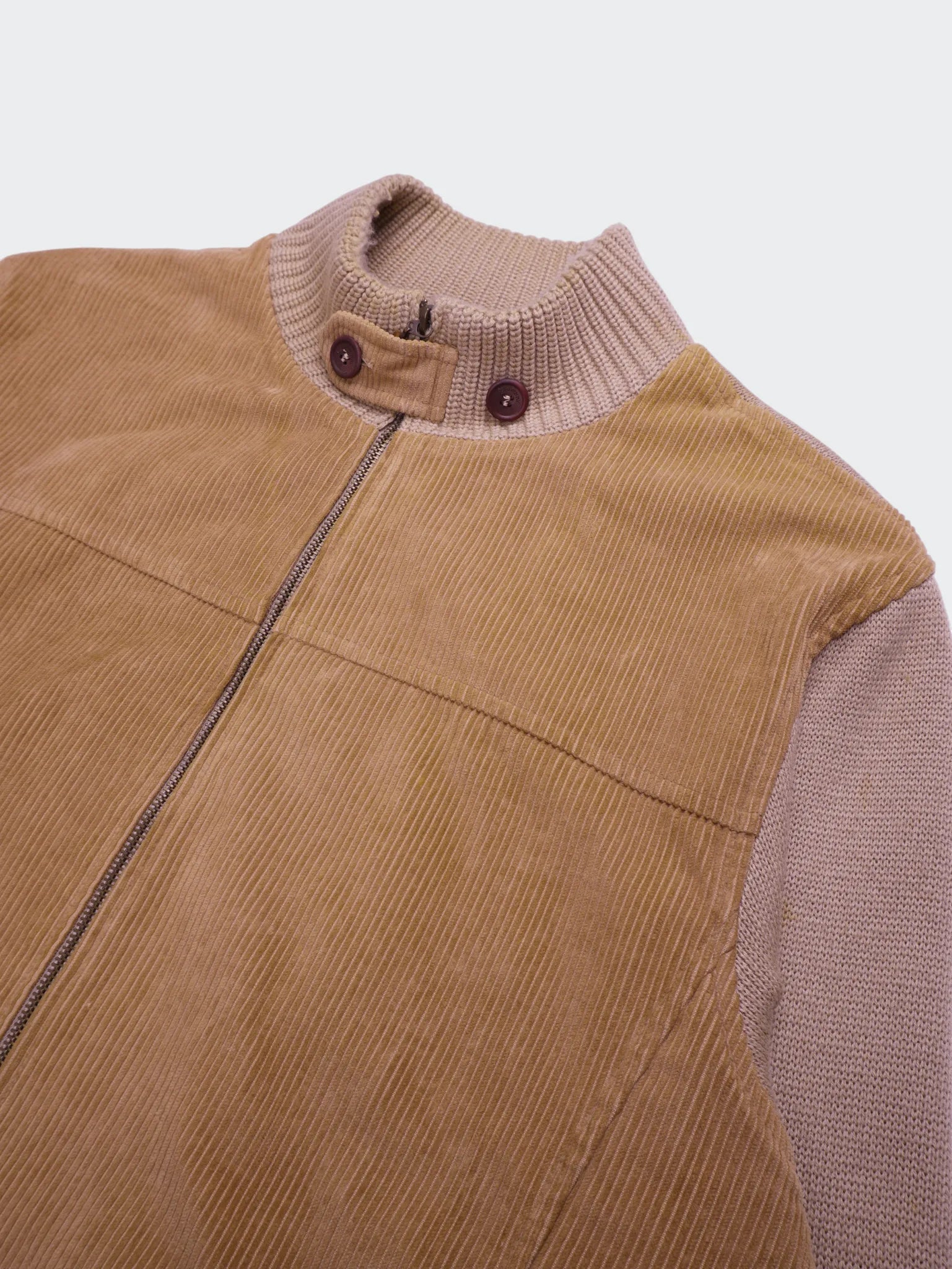 Burberry 2000's Beige Corduroy, Wool Zip Cardigan - S