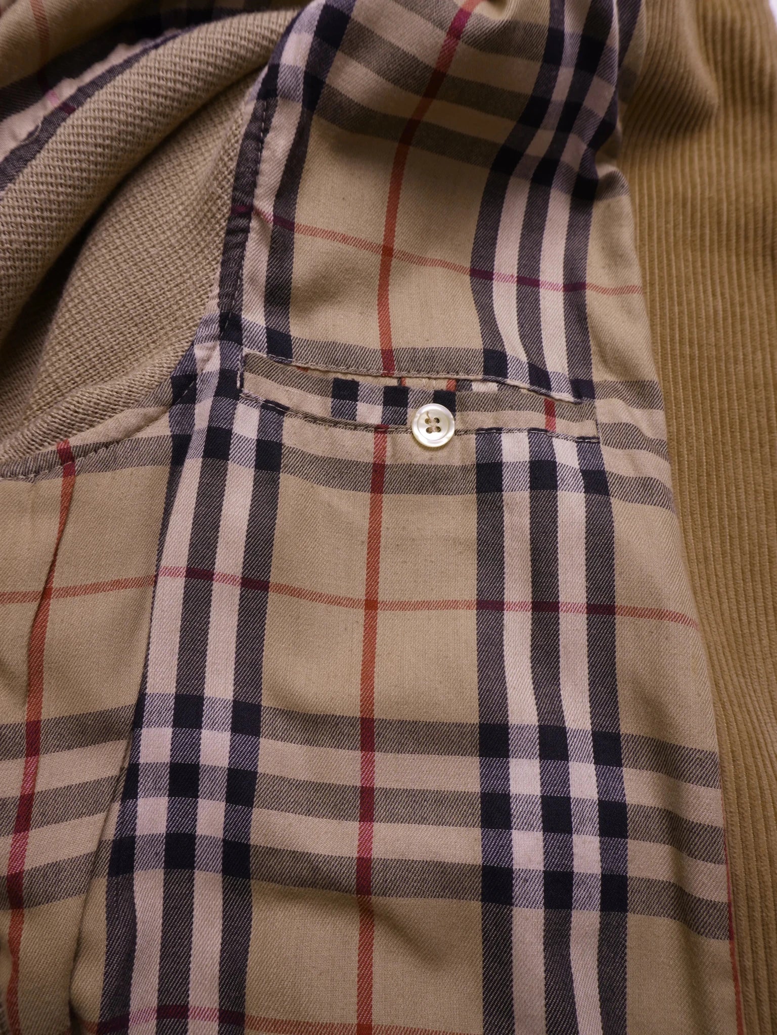 Burberry 2000's Beige Corduroy, Wool Zip Cardigan - S