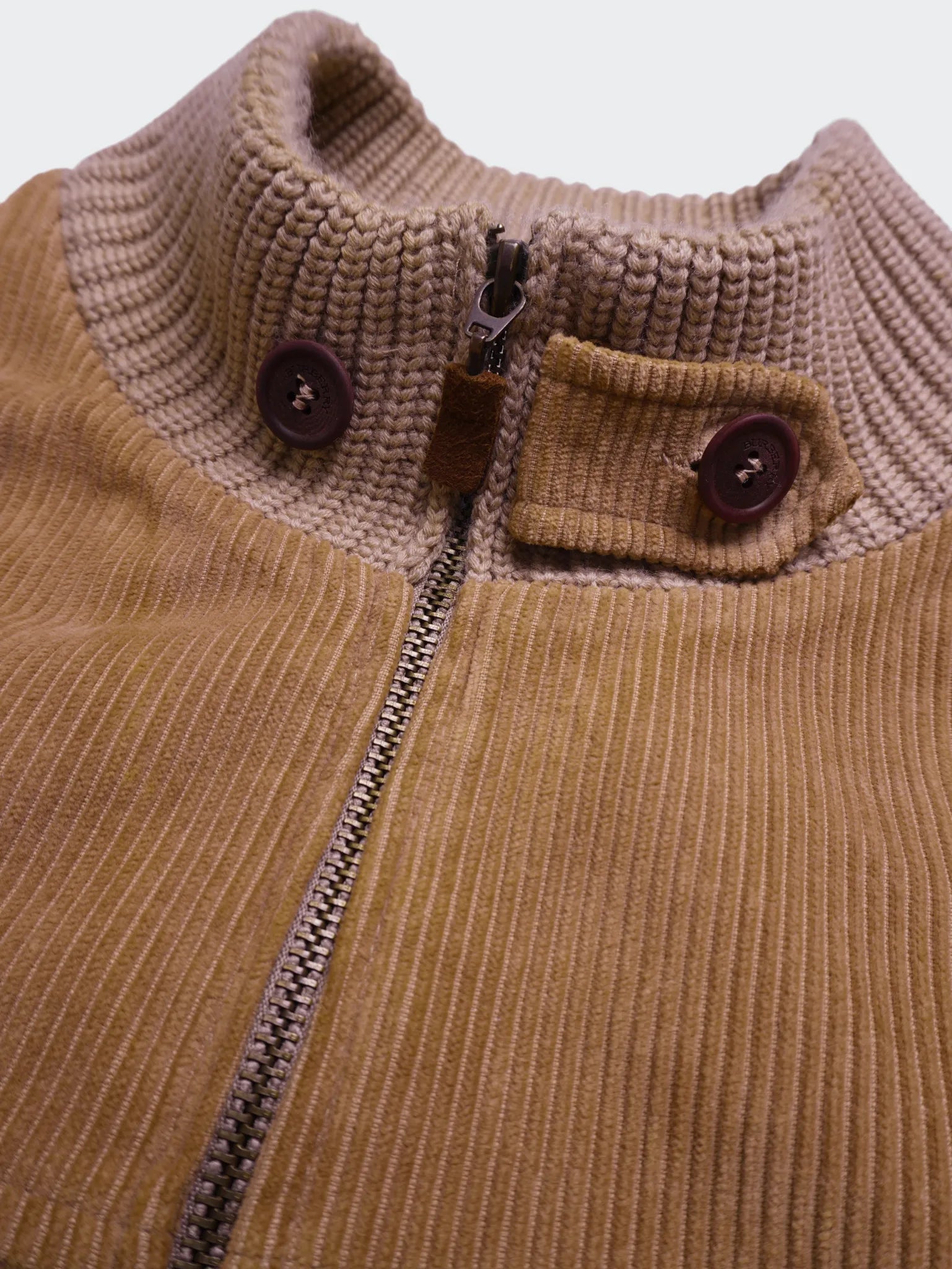 Burberry 2000's Beige Corduroy, Wool Zip Cardigan - S