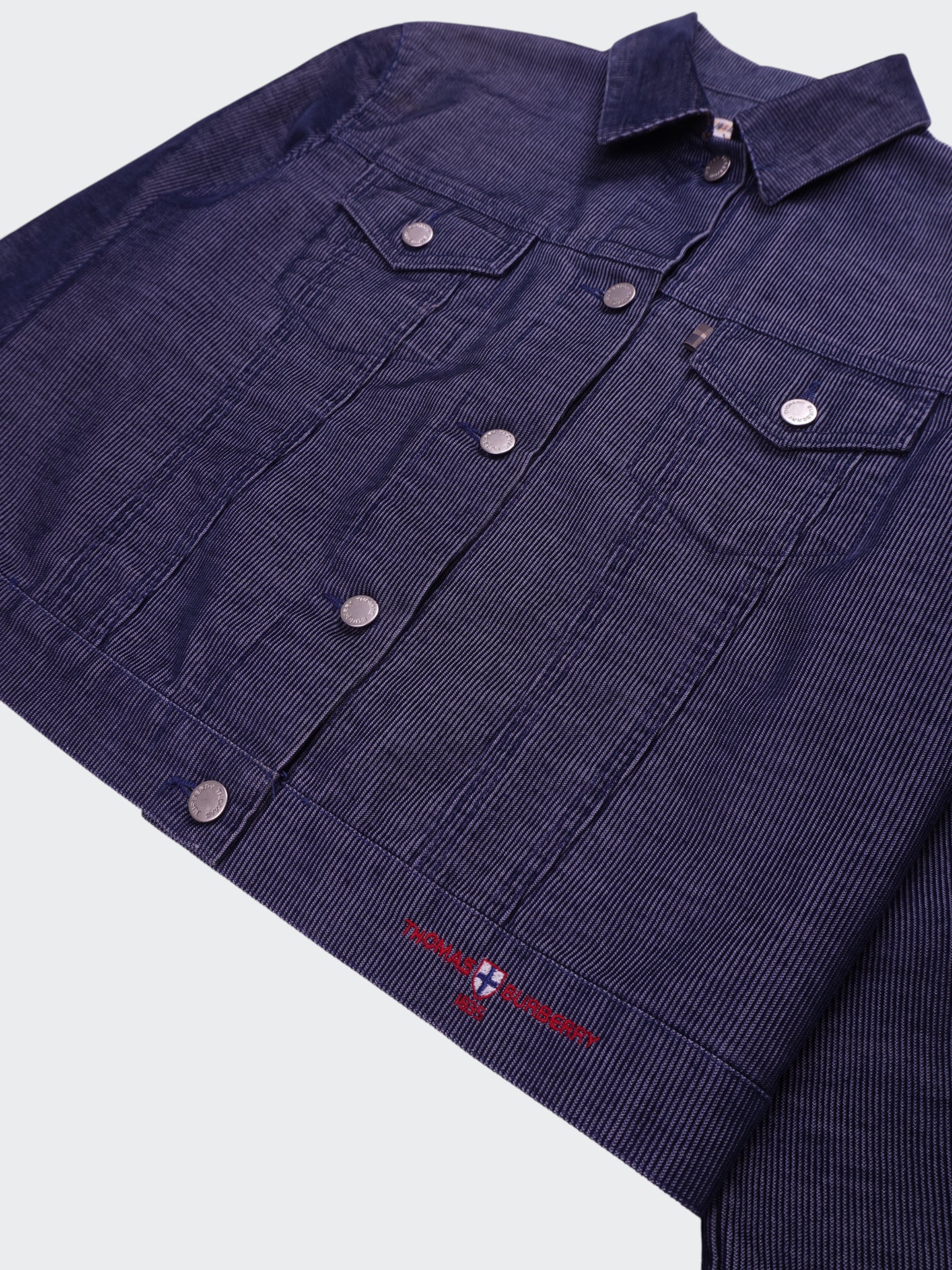 Burberry 2000's Blue Cropped Cotton Jacket - L