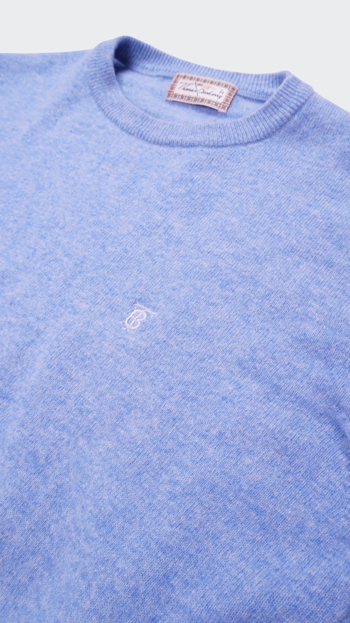 Burberry 2000's Blue Wool Crewneck Sweater - S
