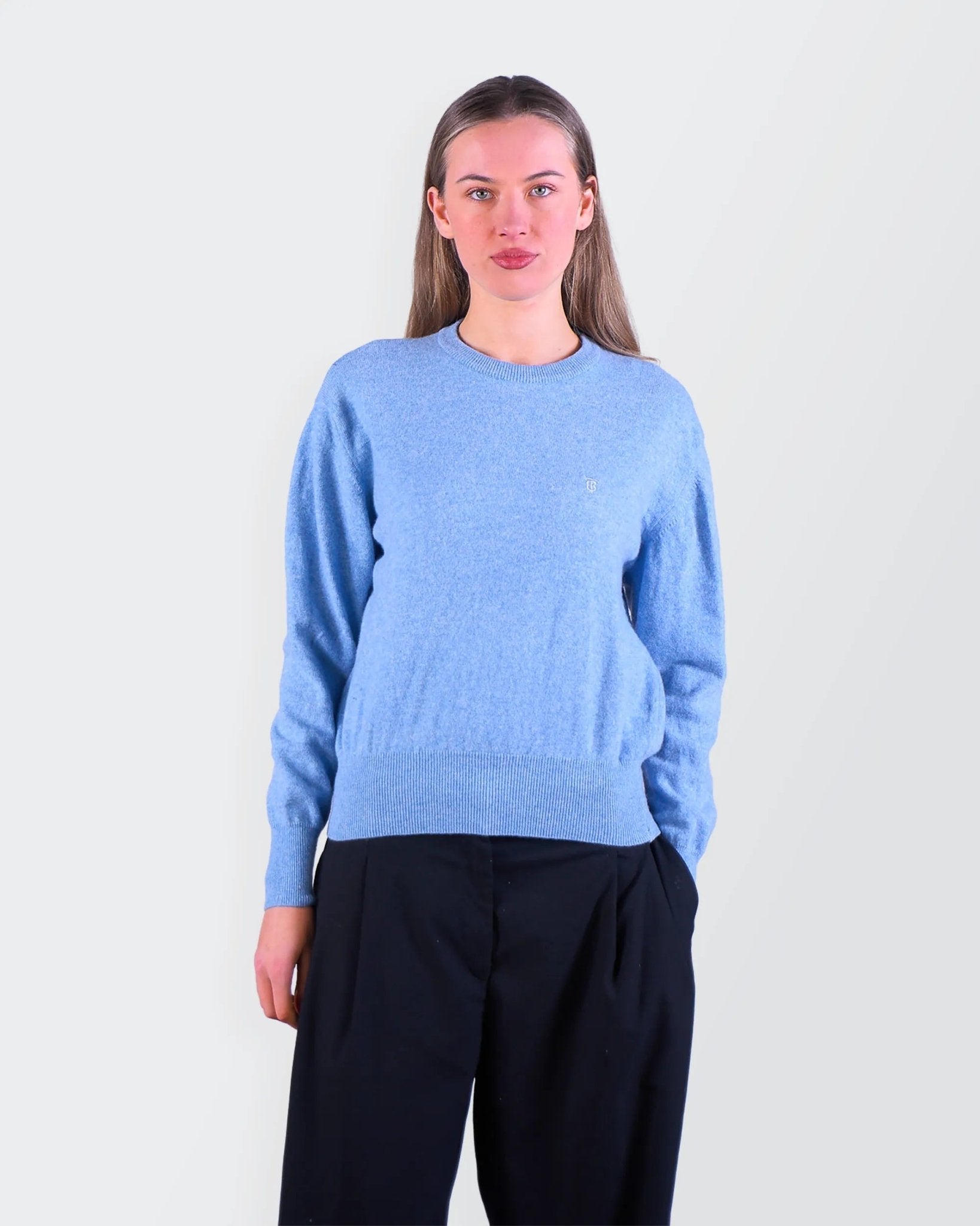 Burberry 2000's Blue Wool Crewneck Sweater - S