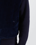 Burberry 2000's Navy Wool/ Corduroy Zip Cardigan - S