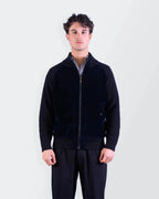 Burberry 2000's Navy Wool/ Corduroy Zip Cardigan - S