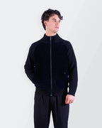 Burberry 2000's Navy Wool/ Corduroy Zip Cardigan - S