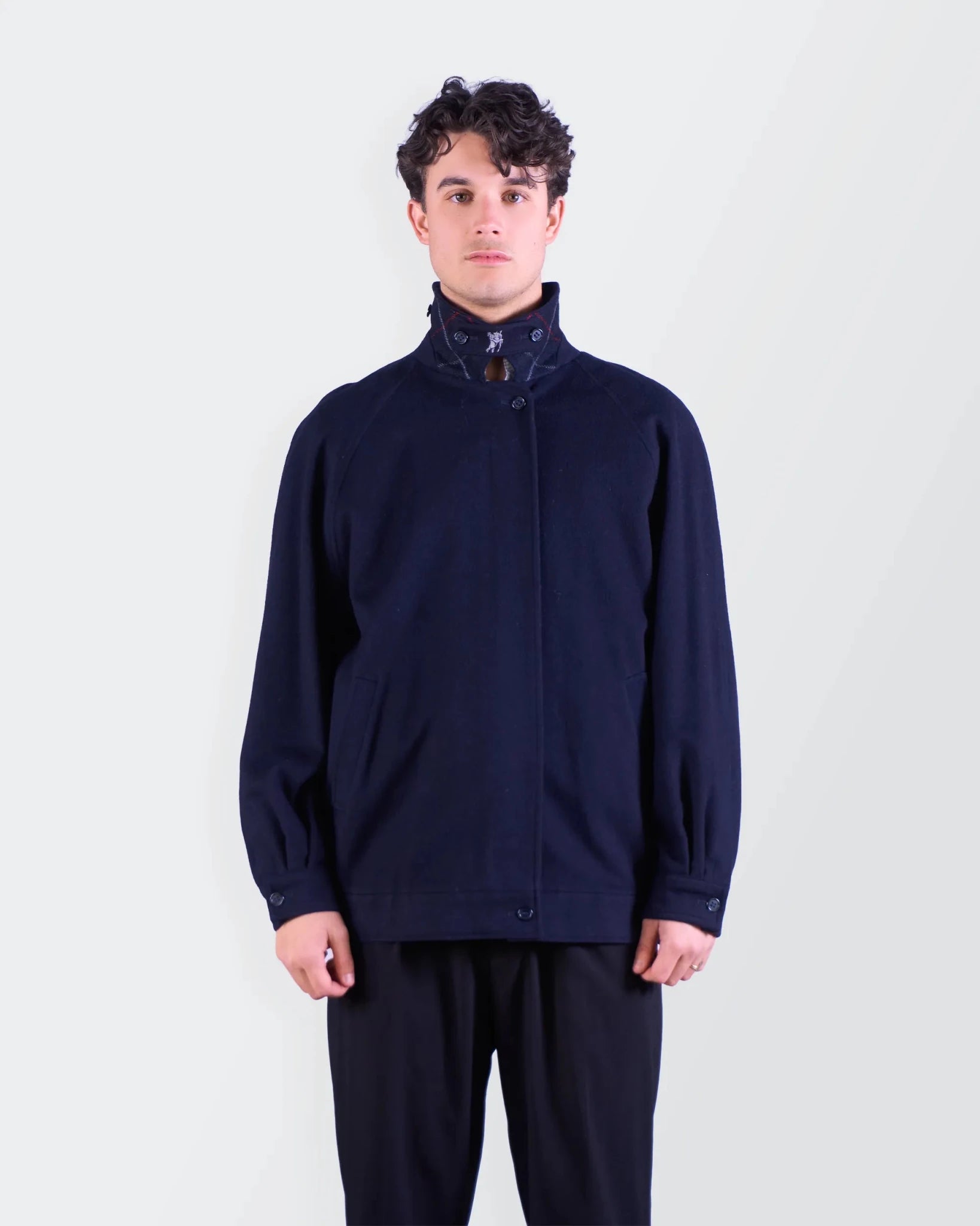 Burberry Navy Wool Harrington Jacket - M