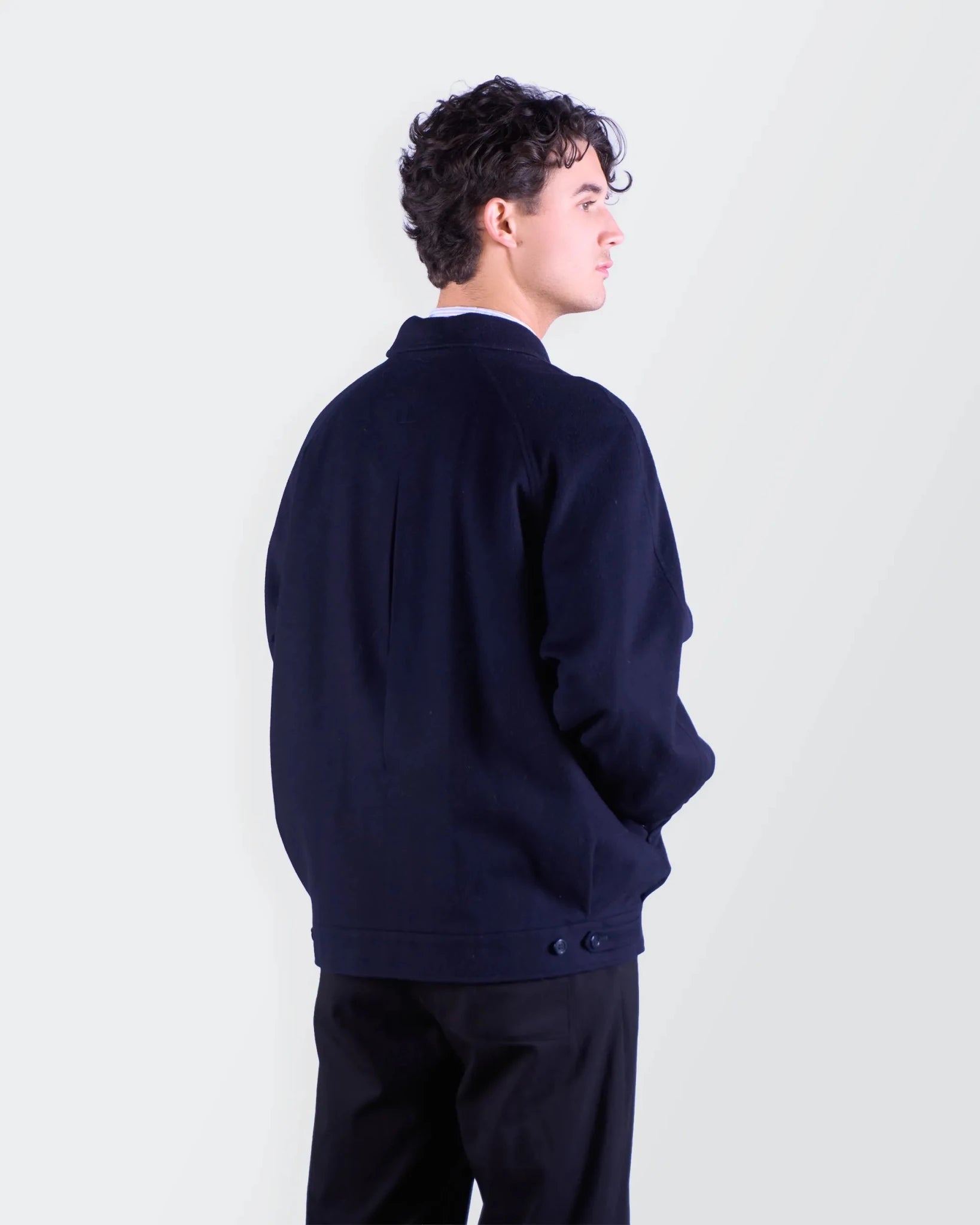 Burberry Navy Wool Harrington Jacket - M