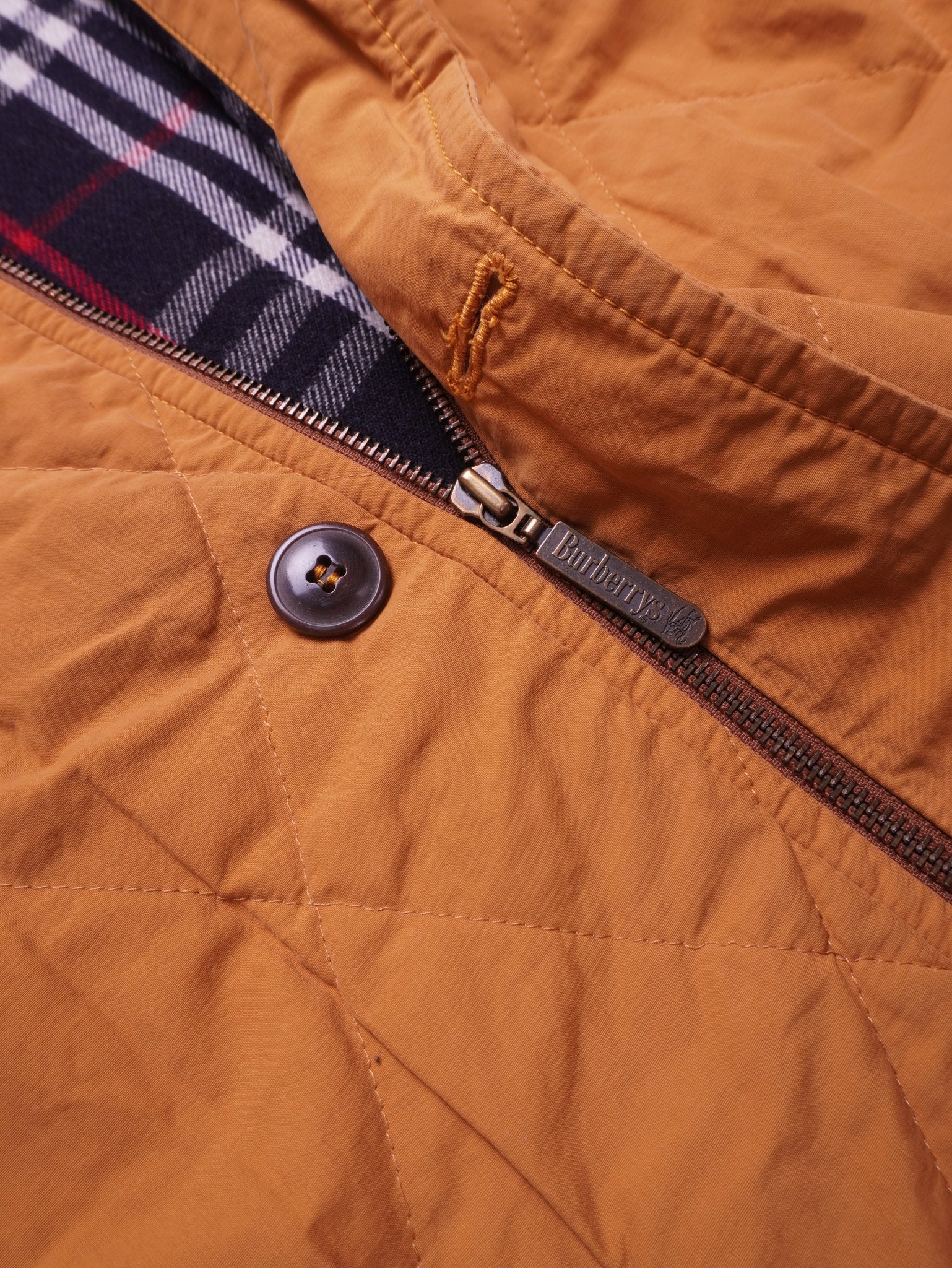 Burberry Orange 1990's Quilted Bomber Jacket - L