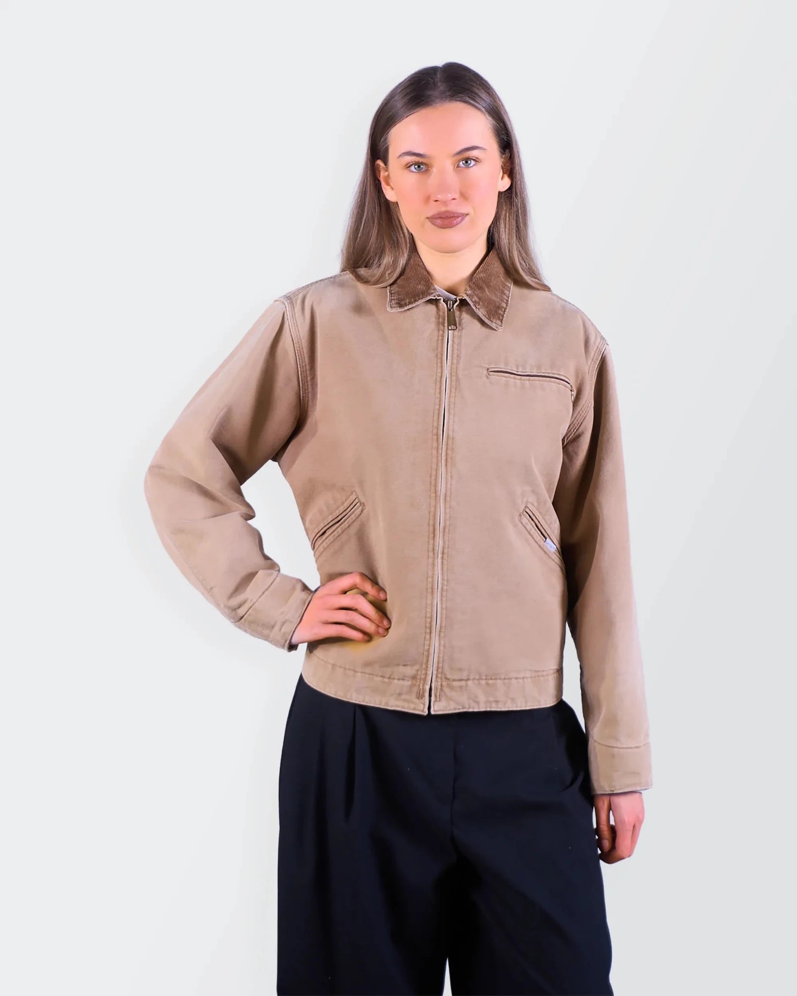 Carhartt 1990's Beige Canvas Detroit Jacket - S