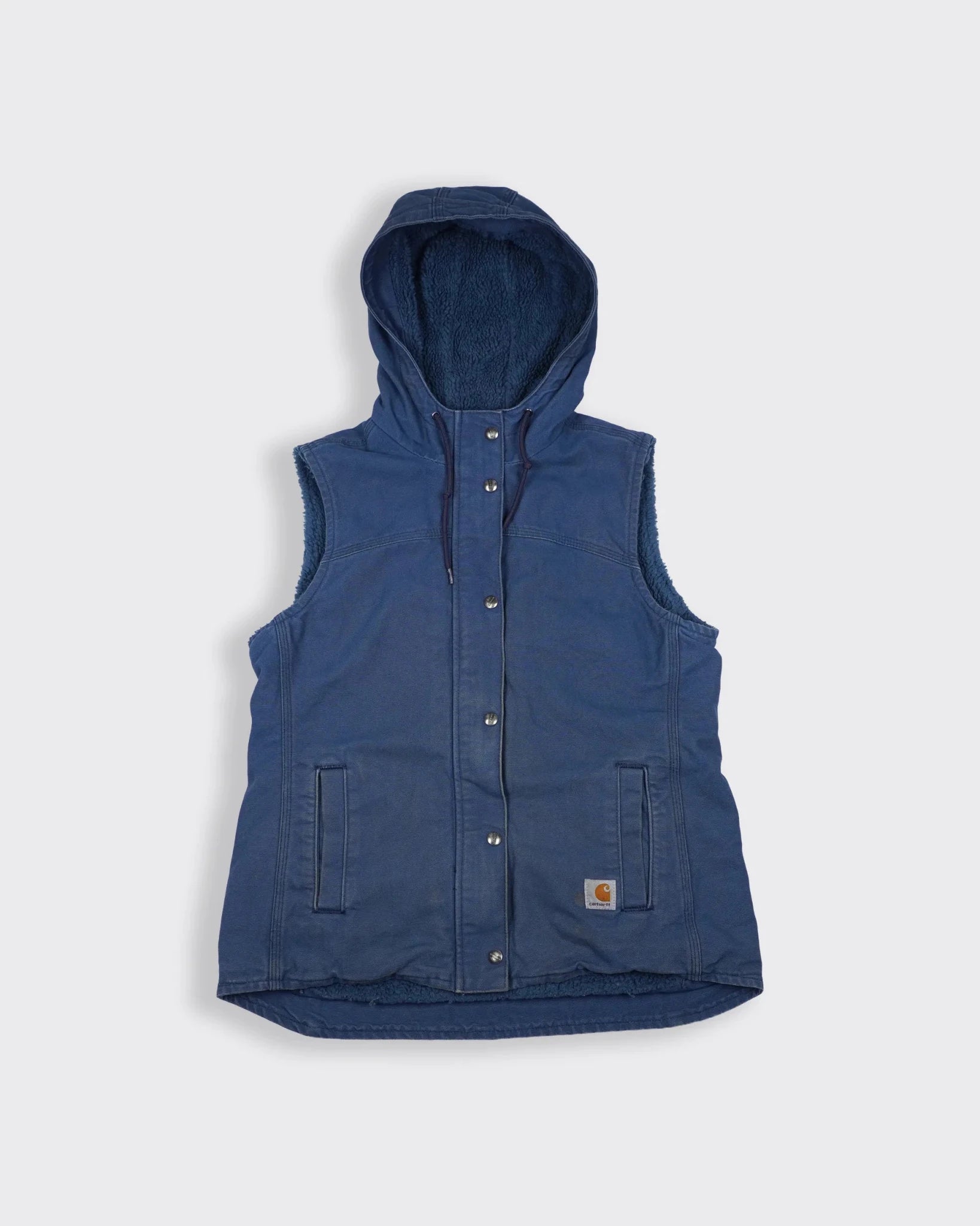 Carhartt Blue Hooded Vest S Cotton, Sherpa