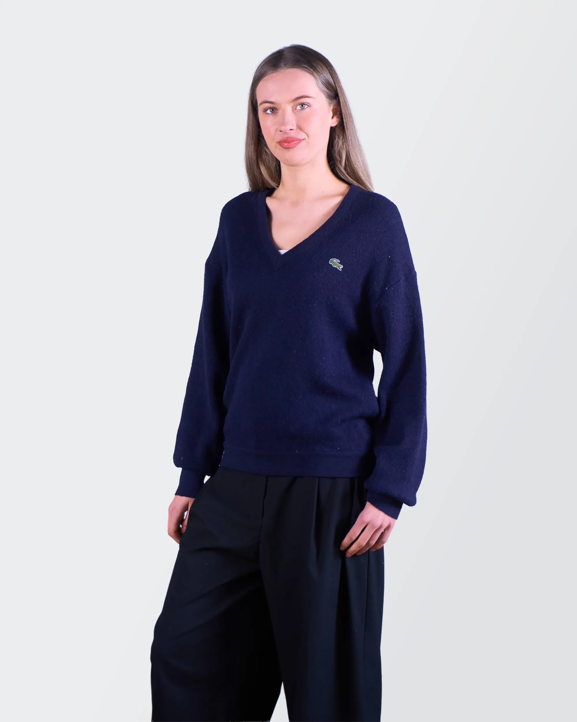 Lacoste Navy V-neck Jumper - M