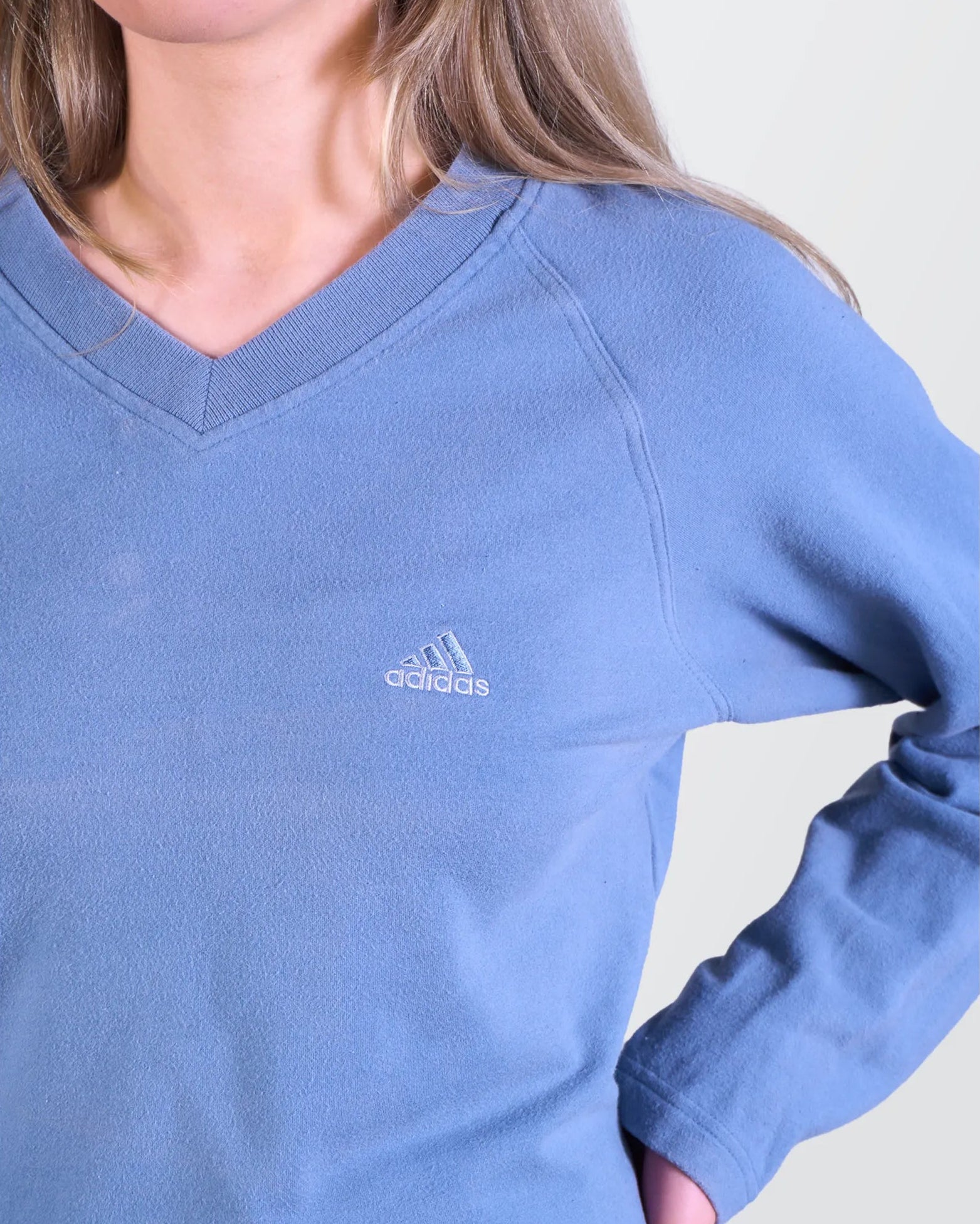 Adidas Blue V-Neck Sweater - S