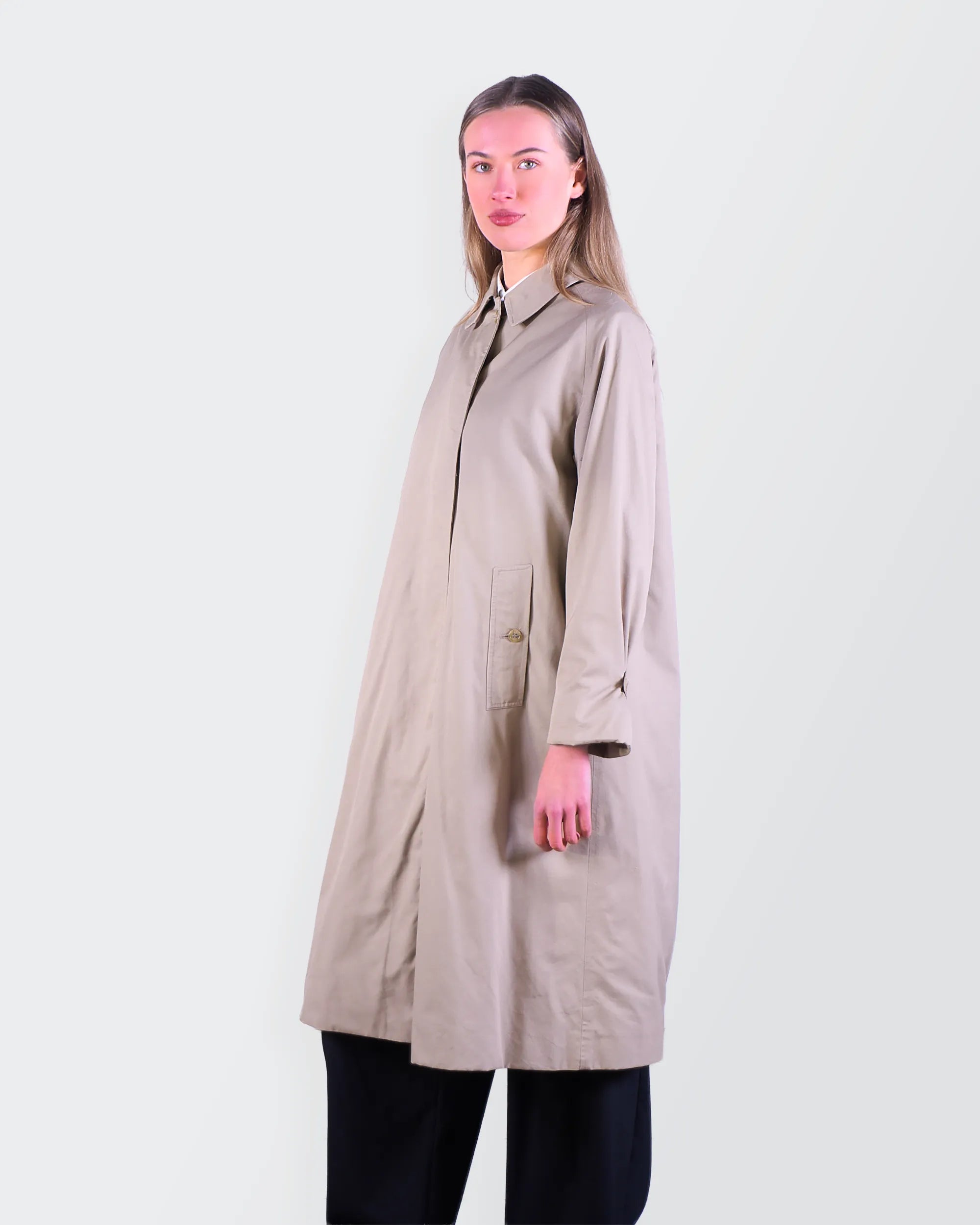 Burberry 1990's Beige Wool Raincoat - S