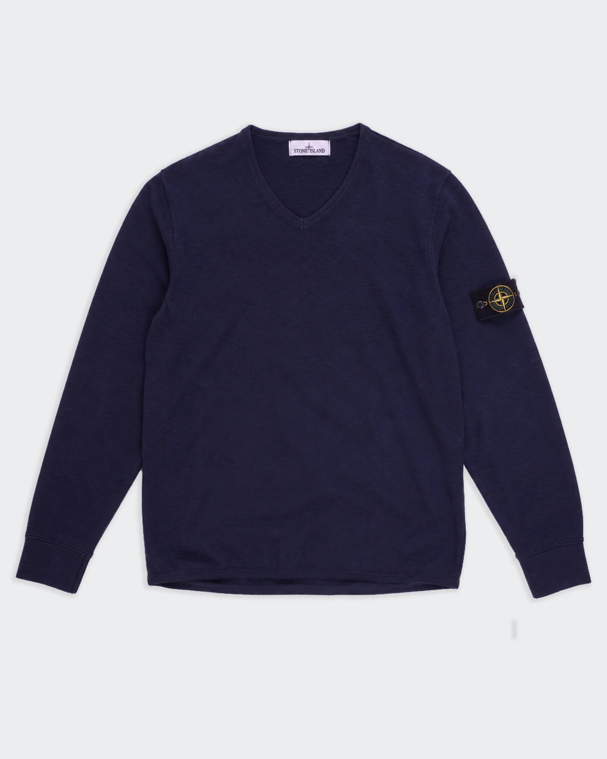 Stone Island Navy V-neck Jumper - M