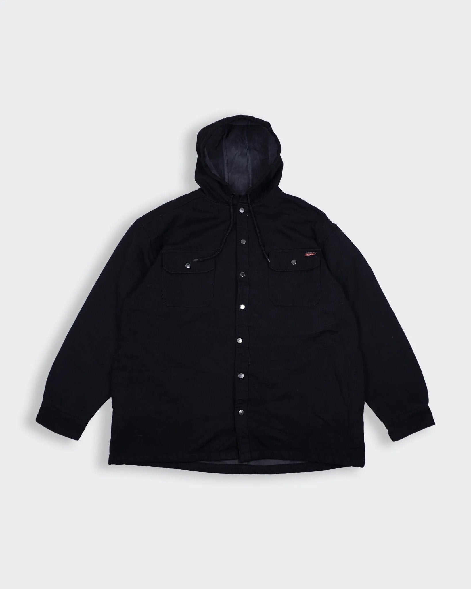 Dickies Black Hooded Shirt Jacket L Cotton