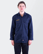 Dickies Navy Cotton Button - Up Shirt - M