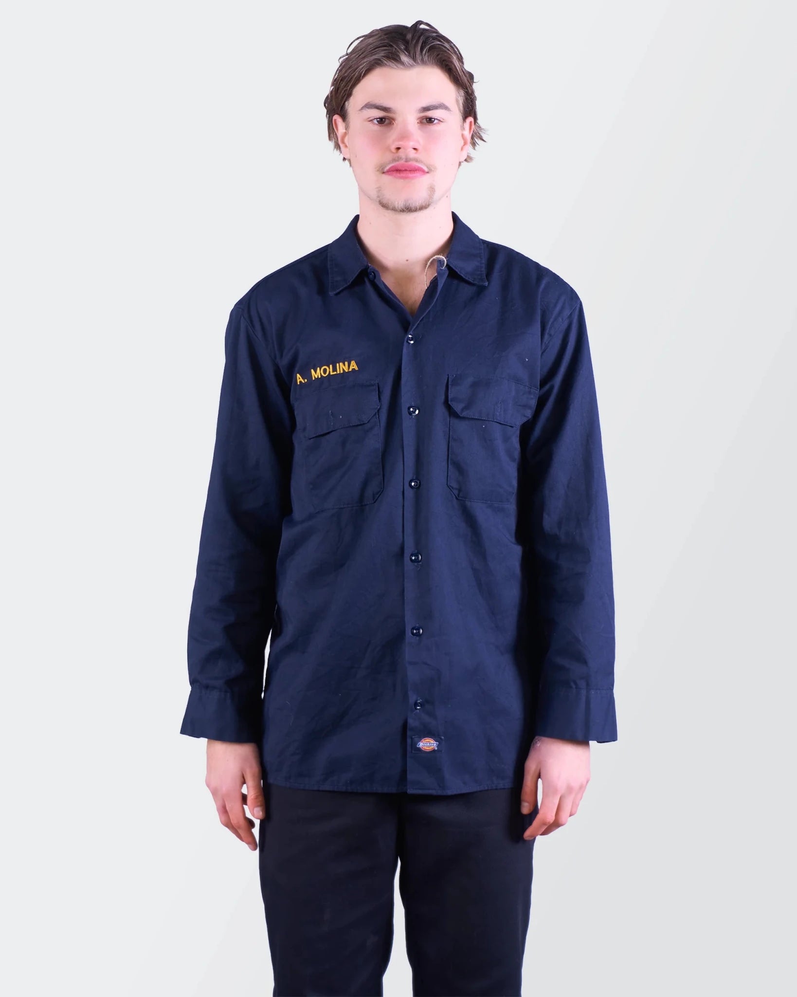 Dickies Navy Cotton Button - Up Shirt - M
