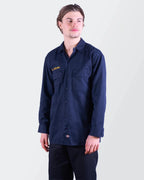 Dickies Navy Cotton Button - Up Shirt - M