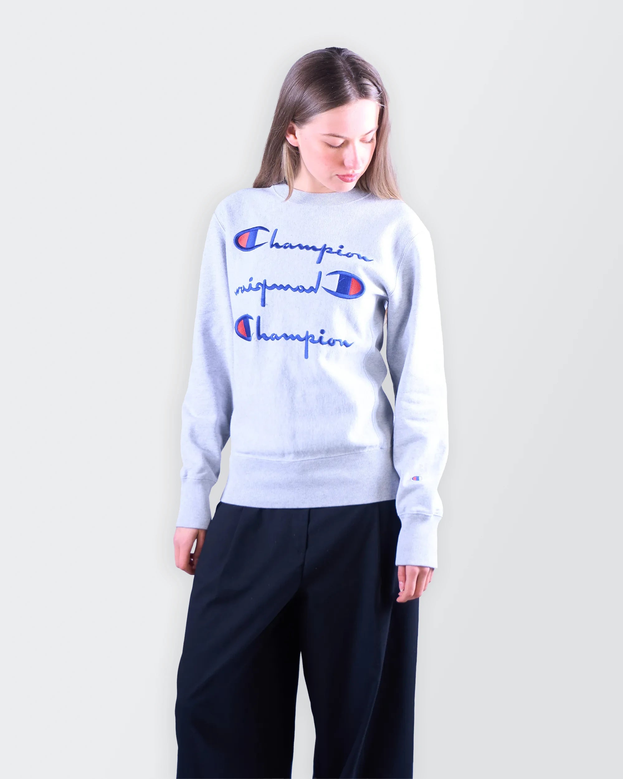 Champion Grey Crewneck Jumper - M