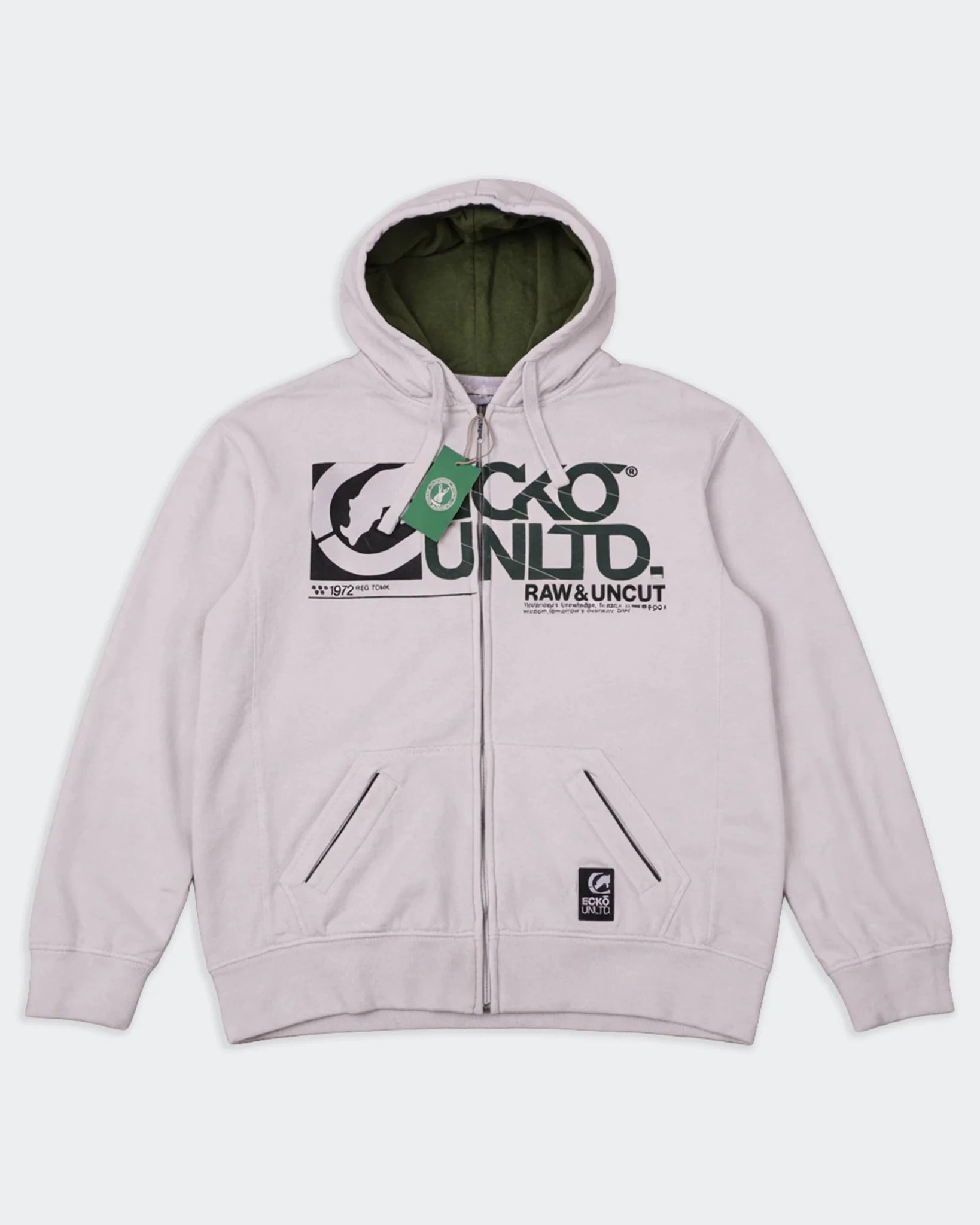 Ecko White Cotton Full - Zip Hoodie - L