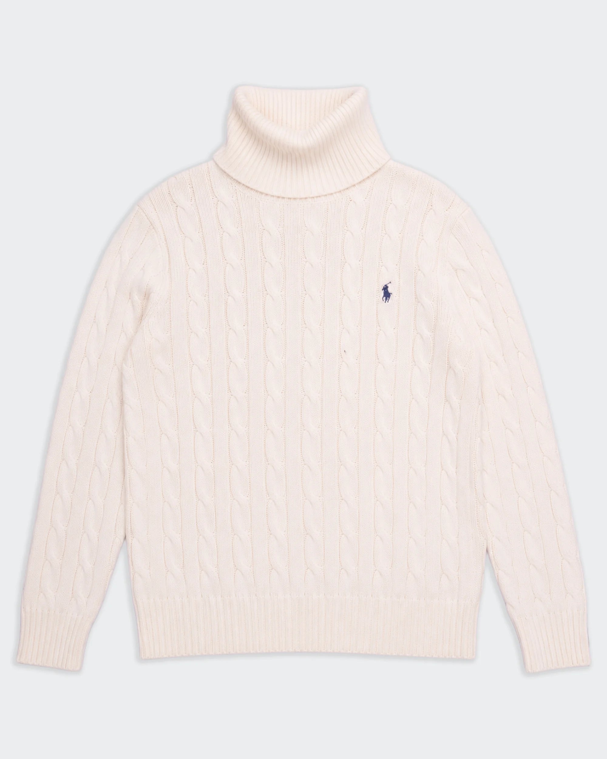 Ralph Lauren White Turtleneck Jumper - XL