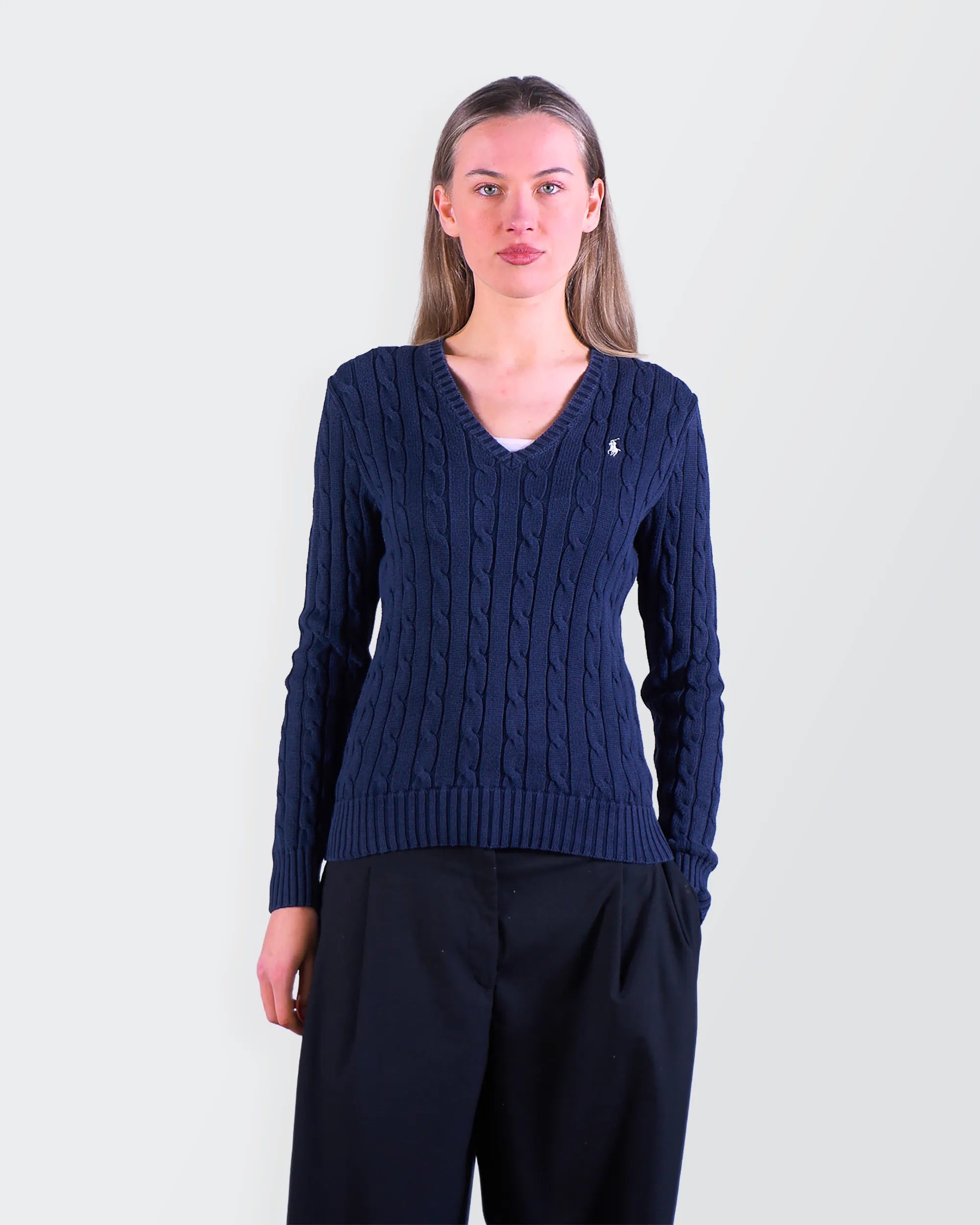 Ralph Lauren Navy V-neck Sweater - S