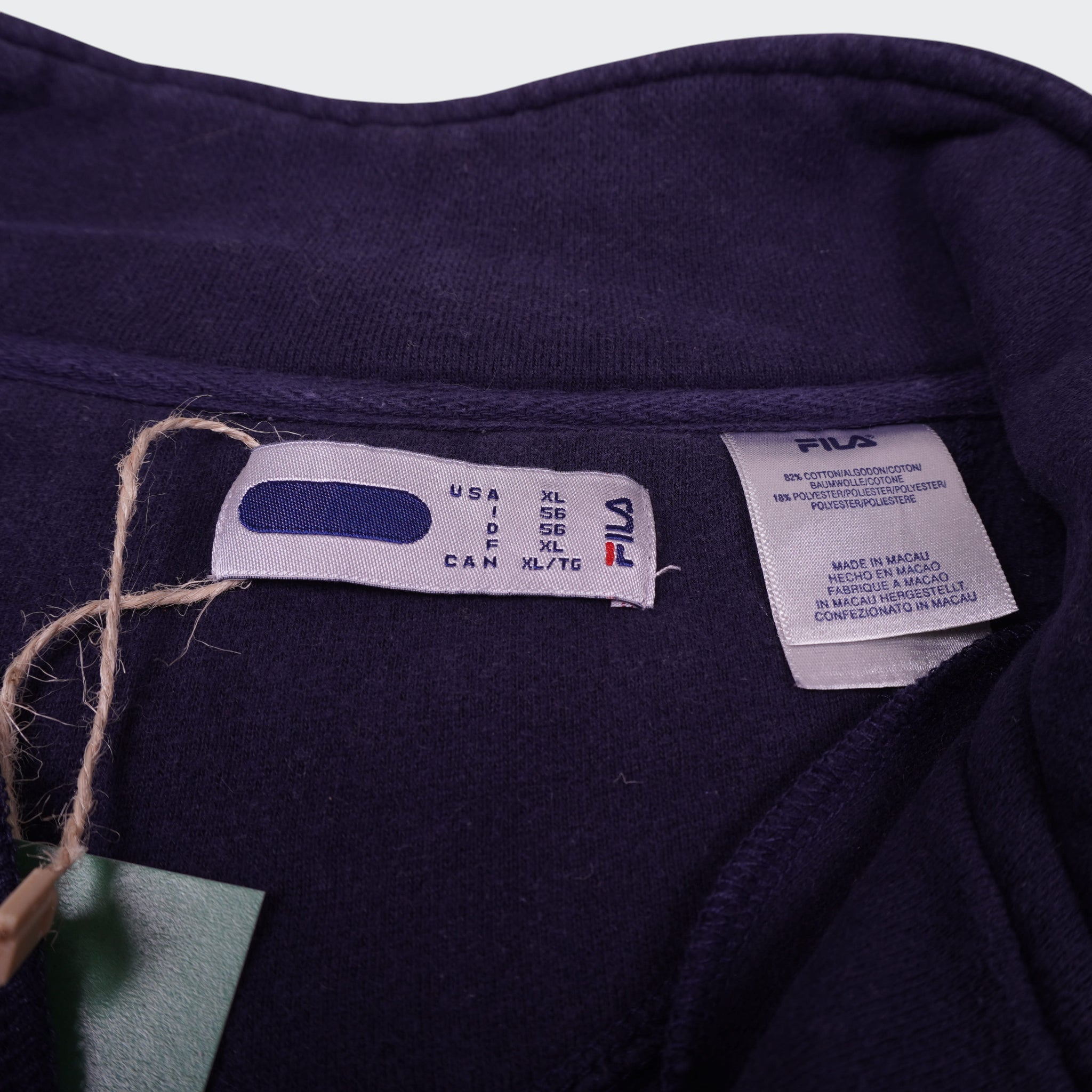 Fila Navy Cotton Quarter - zip Sweater - XL