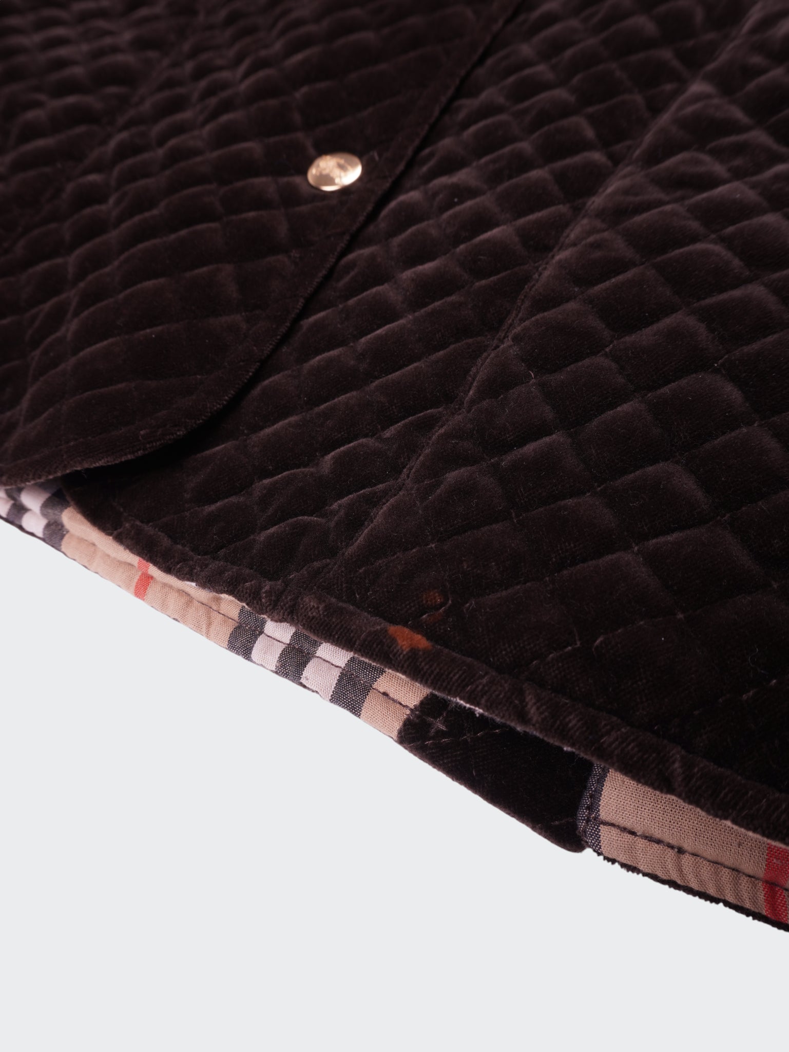 Burberry 1990's Brown Velvet Quilted Jacket - S