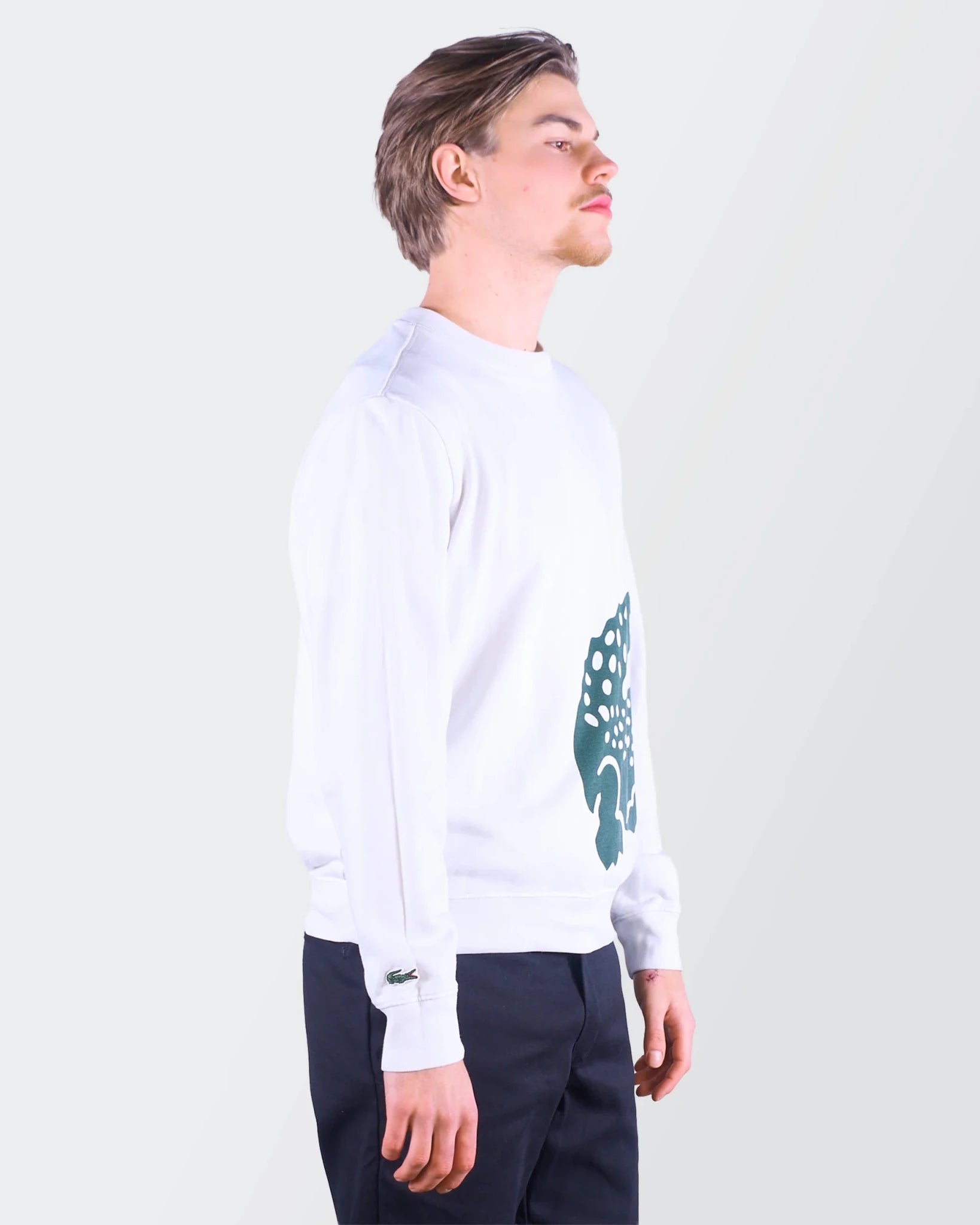 Lacoste White Cotton Crewneck Sweater - M