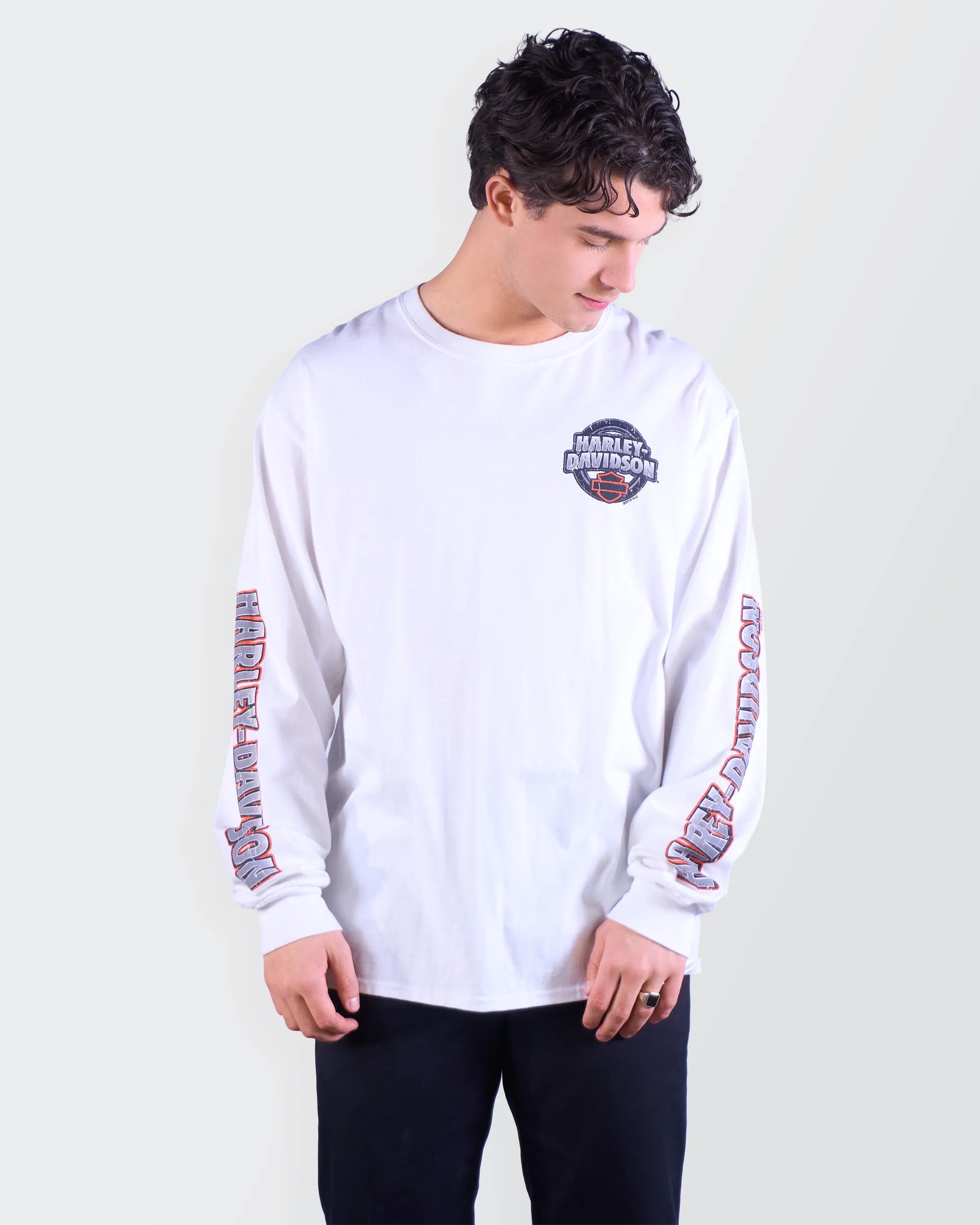 Harley-davidson White Long-Sleeve T-Shirt L