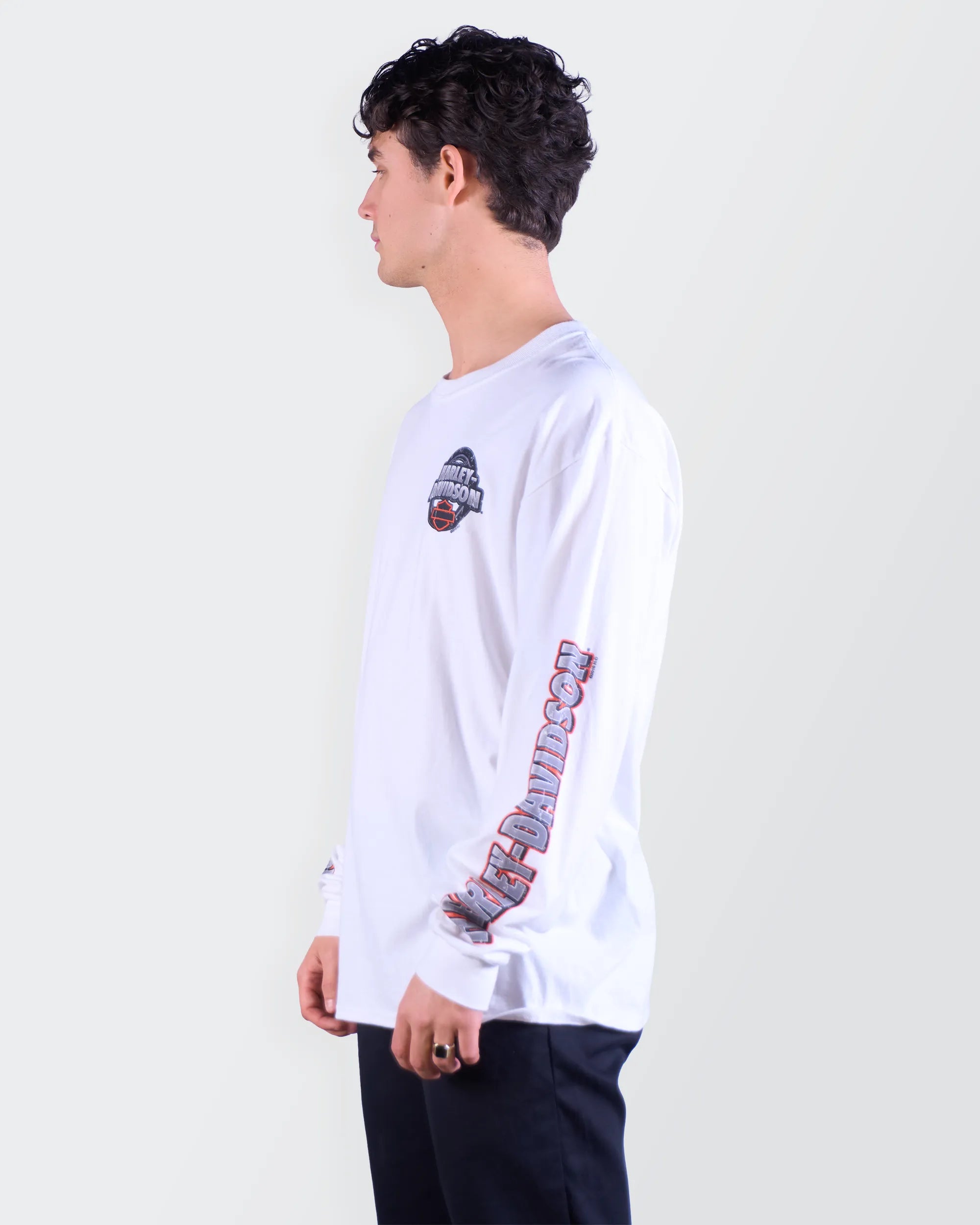 Harley-davidson White Long-Sleeve T-Shirt L