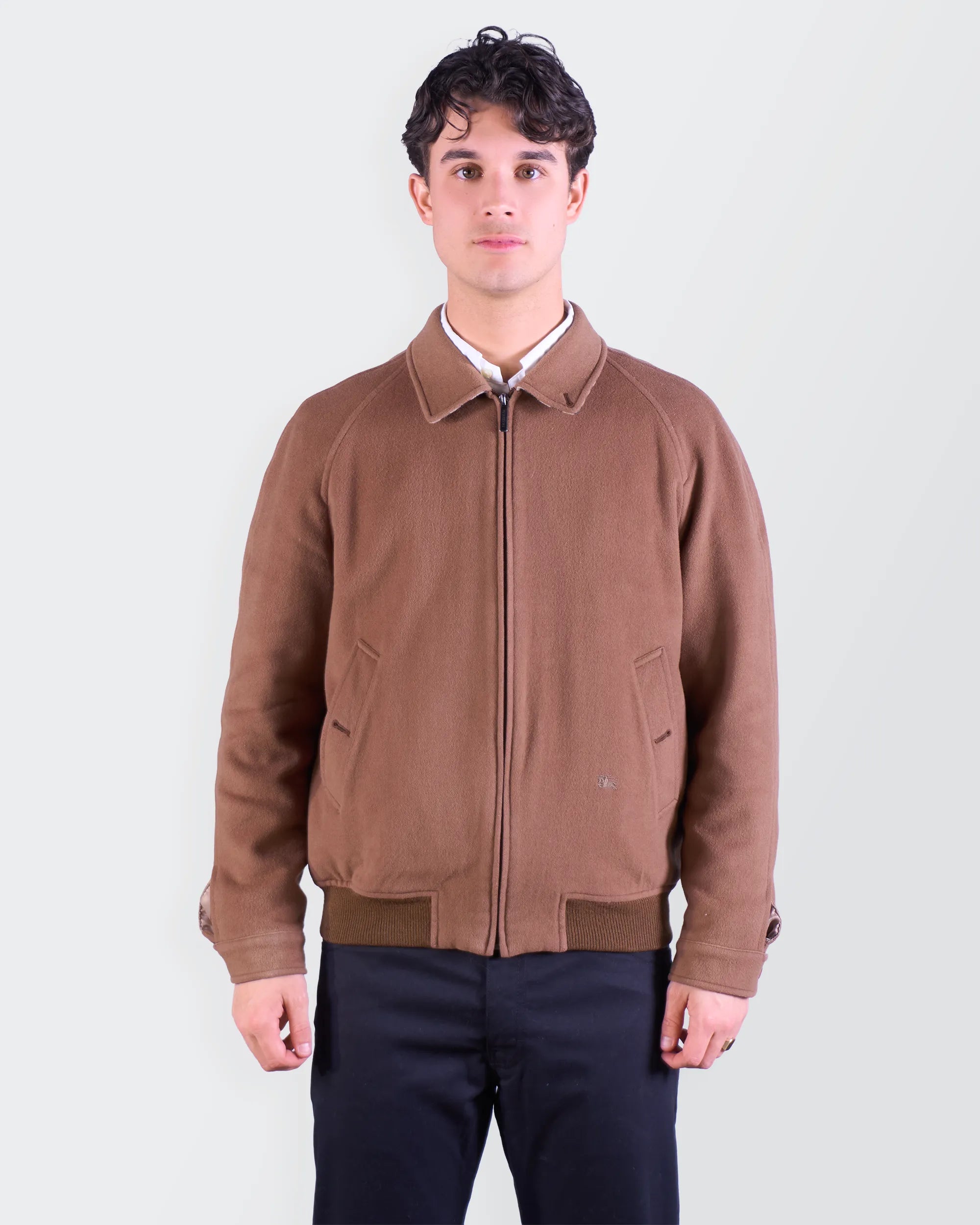 Burberry 2000's Brown Wool Harrington Jacket - M