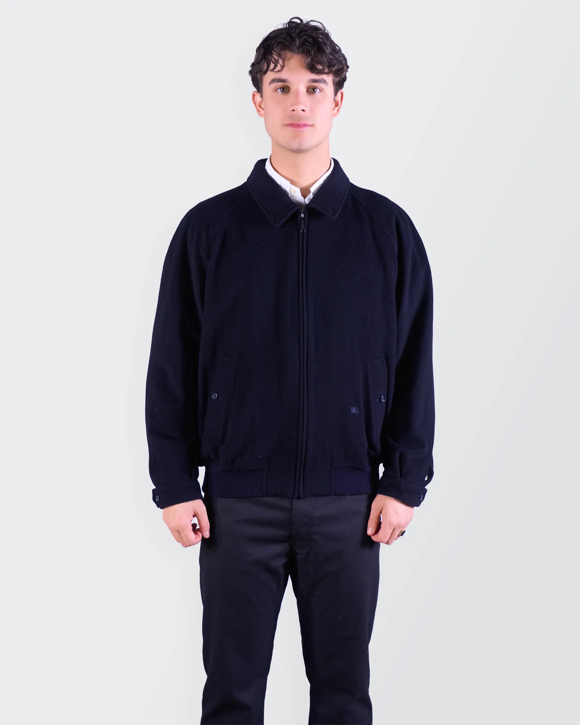 Burberry 2000's Navy Wool Harrington Jacket - M