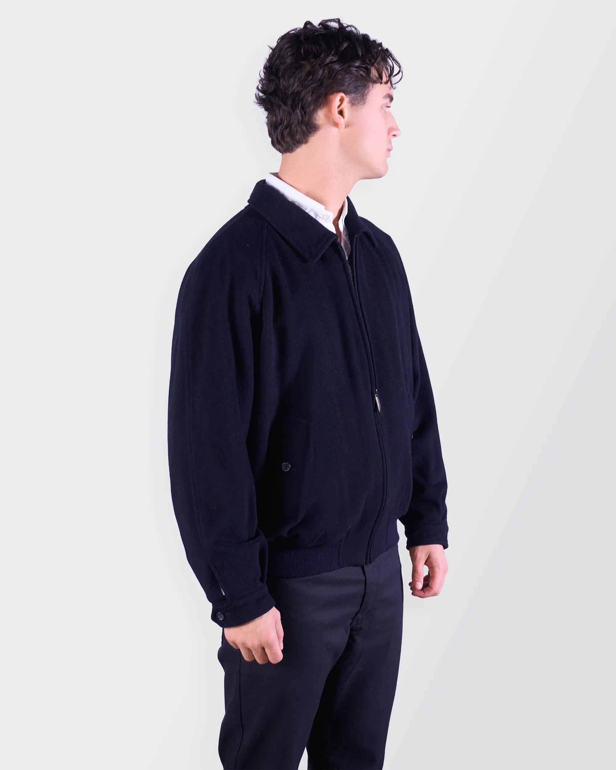 Burberry 2000's Navy Wool Harrington Jacket - M