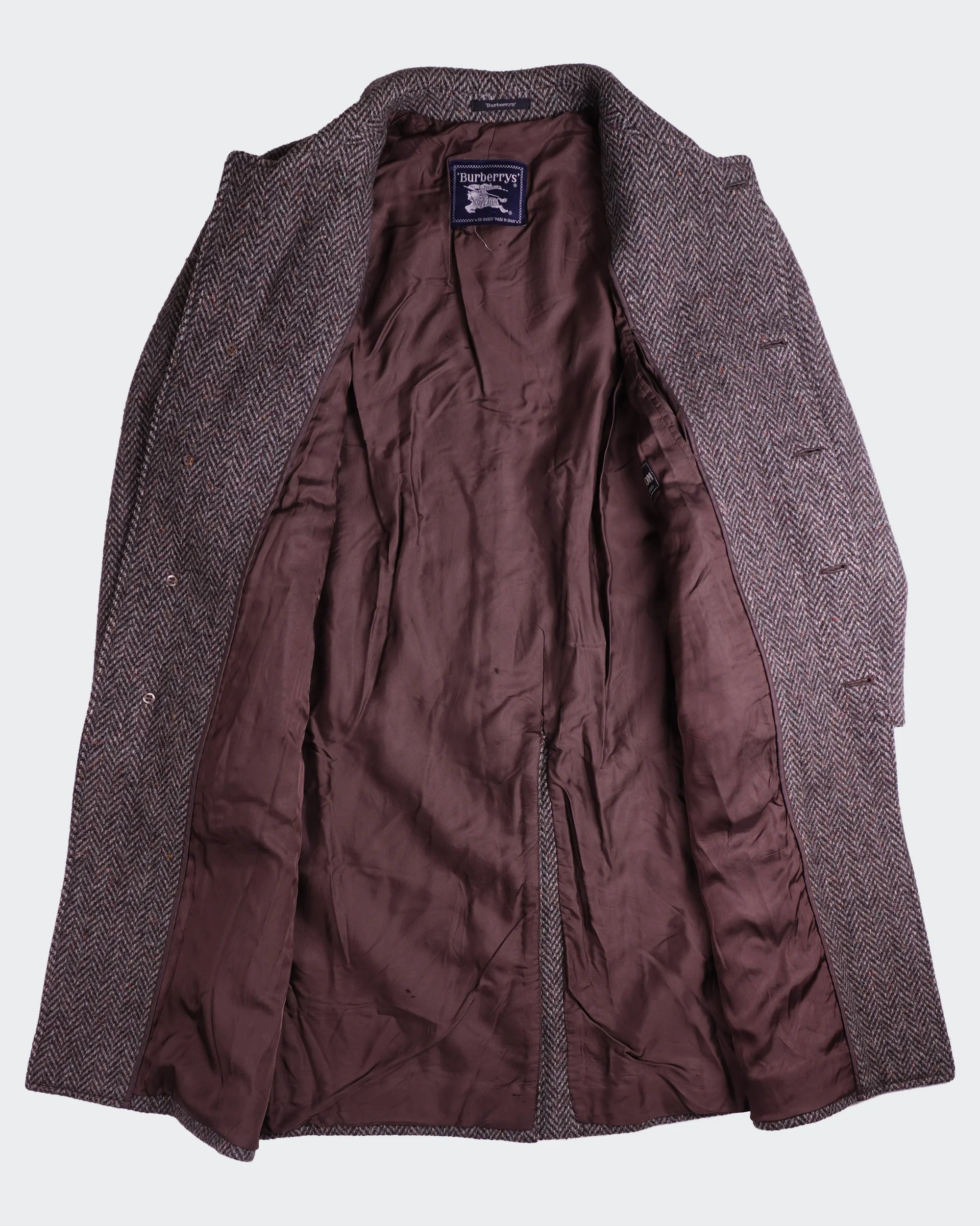 Burberry 1990's Grey Wool Overcoat - XL