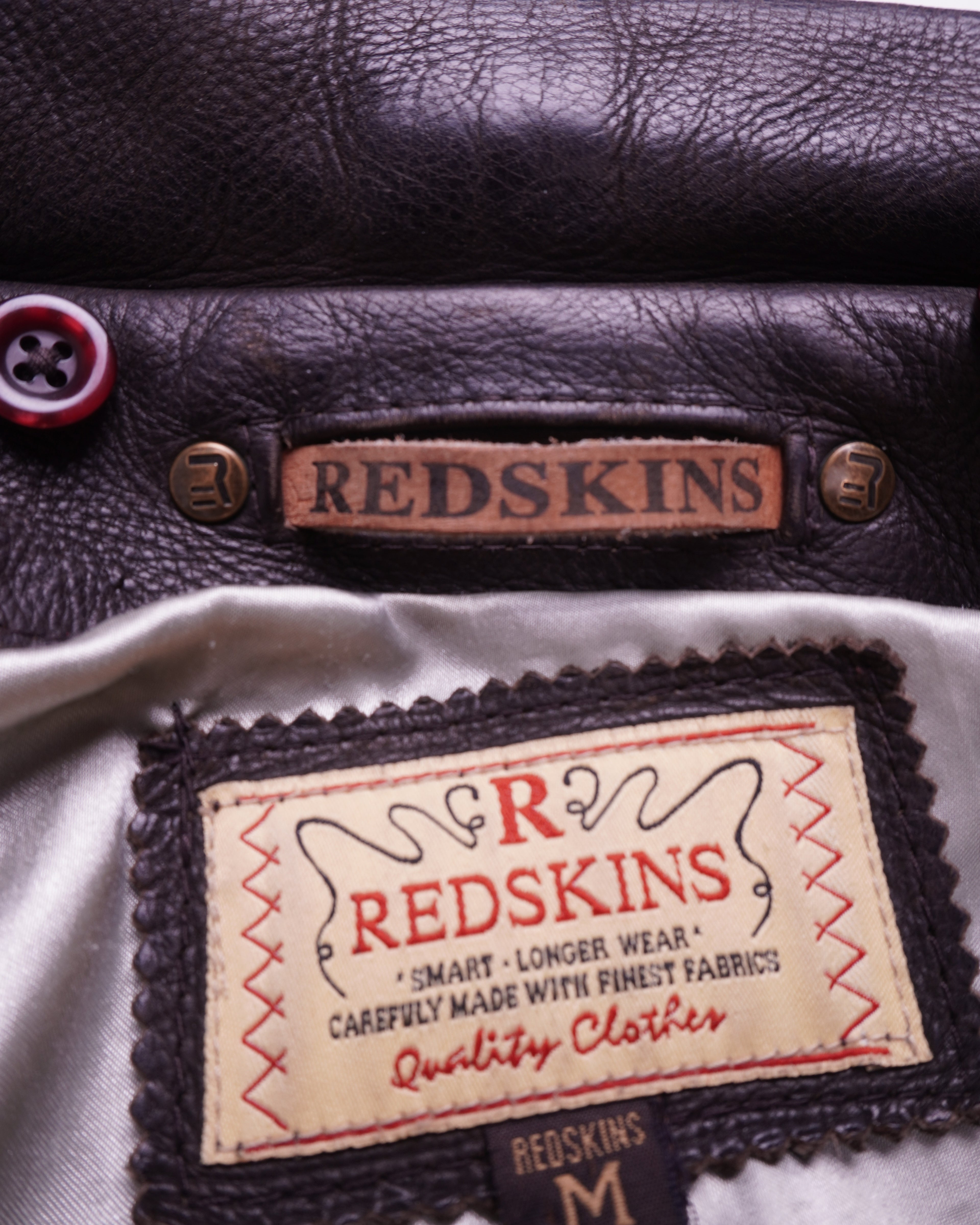 Redskins Brown Leather Bomber Jacket - M