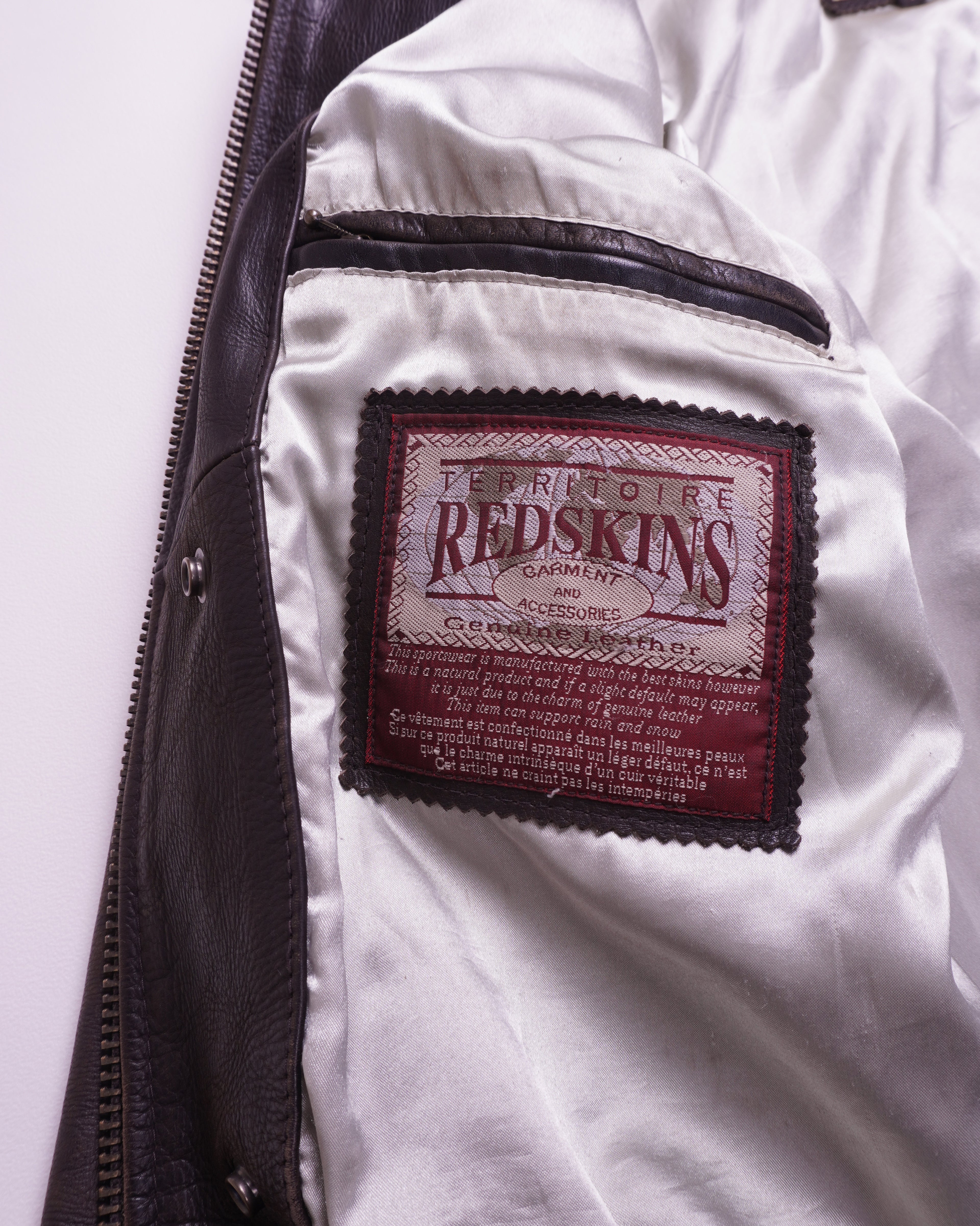 Redskins Brown Leather Bomber Jacket - M