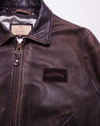 Redskins Brown Leather Bomber Jacket - M