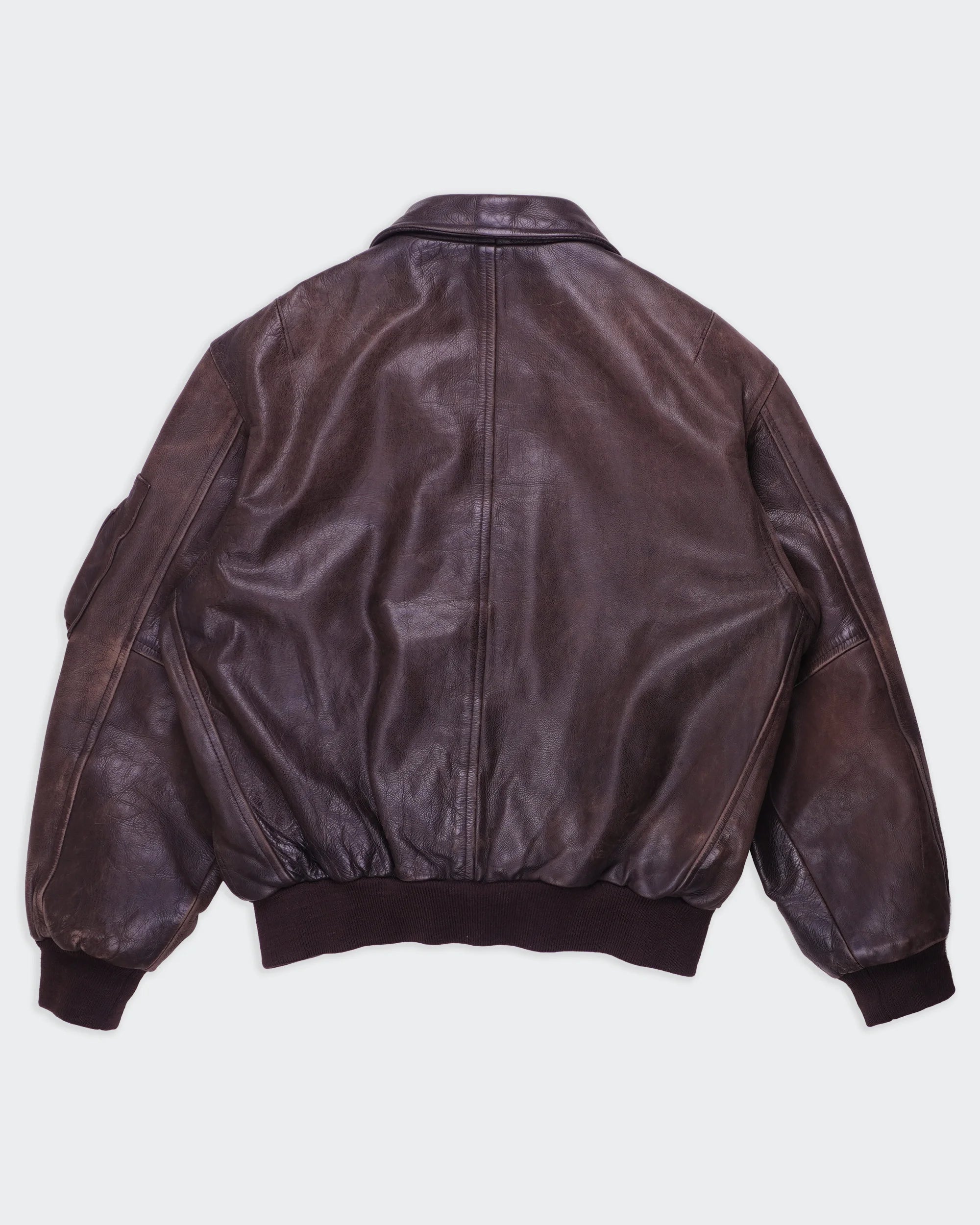 Redskins Brown Leather Bomber Jacket - M