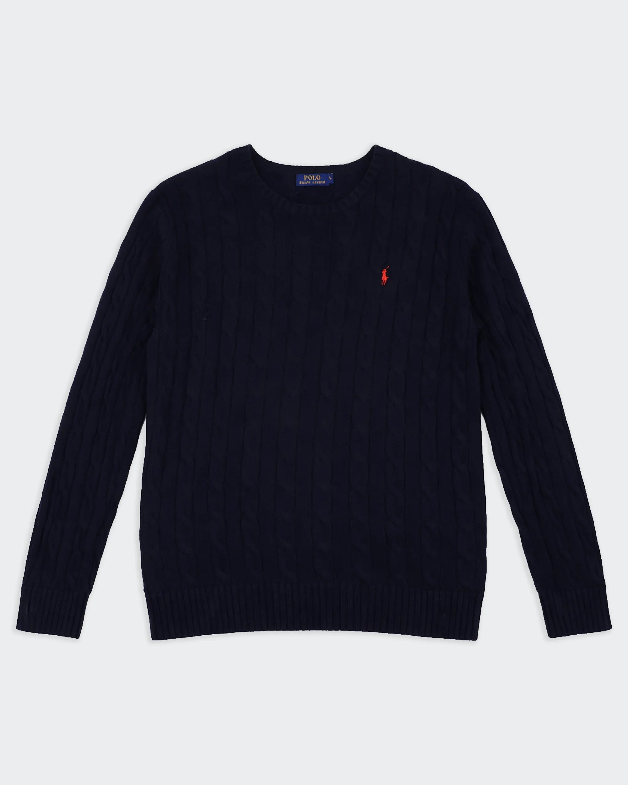 Ralph Lauren Navy Cable-Knit jumper - L