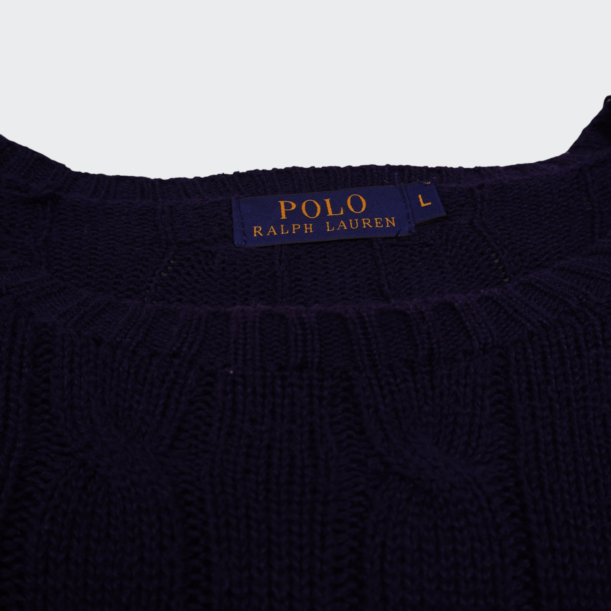 Ralph Lauren Navy Cable-Knit jumper - L