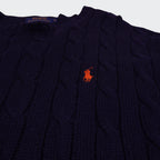 Ralph Lauren Navy Cable-Knit jumper - L