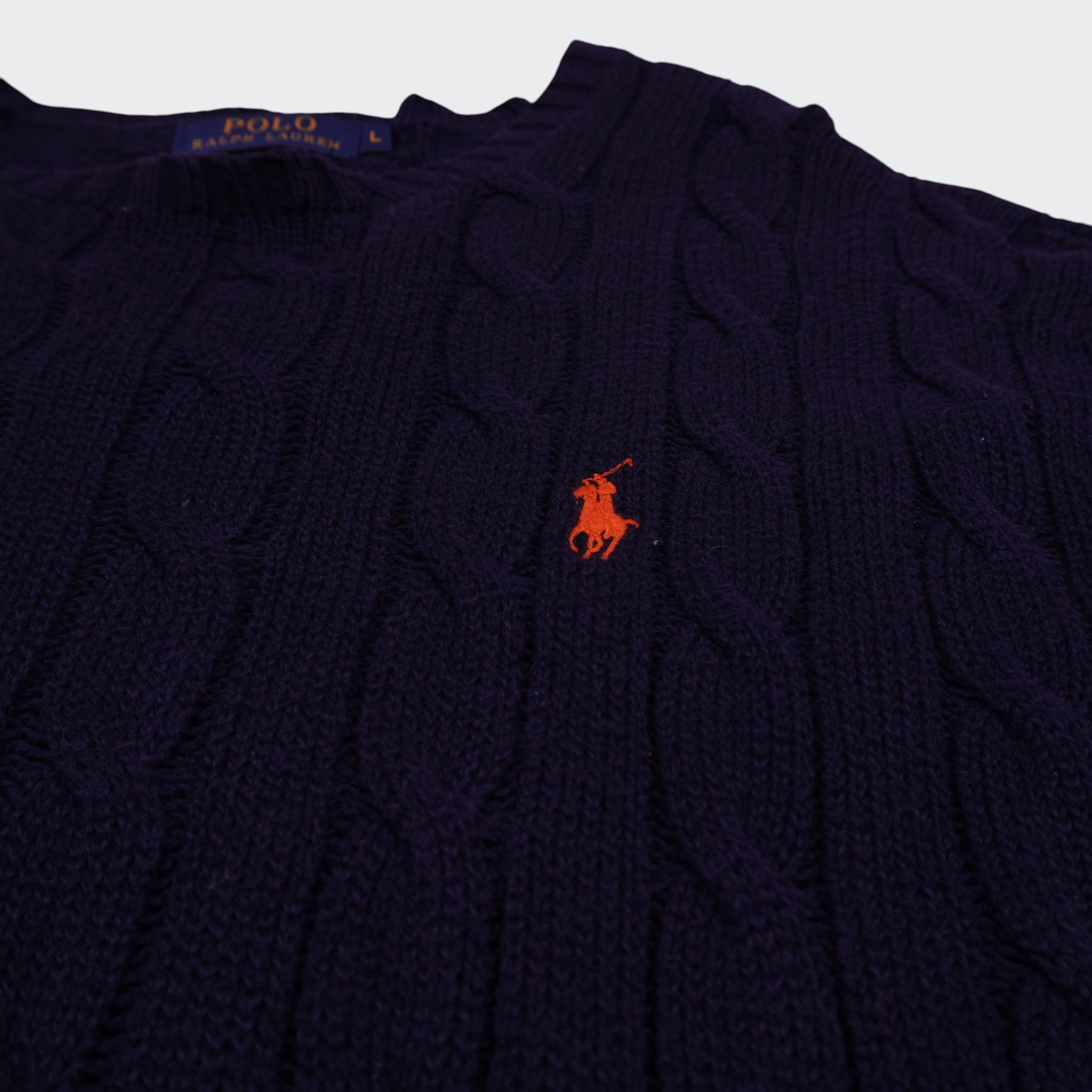 Ralph Lauren Navy Cable-Knit jumper - L